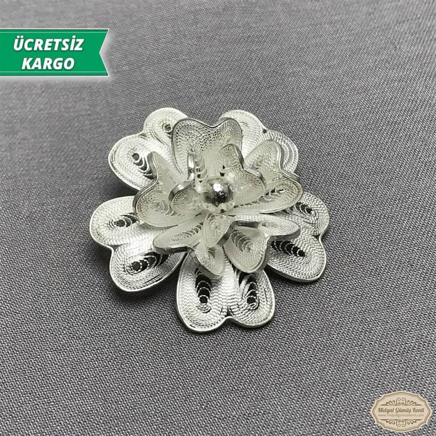 Zambak Model Telkari Bayan Gümüş Broş