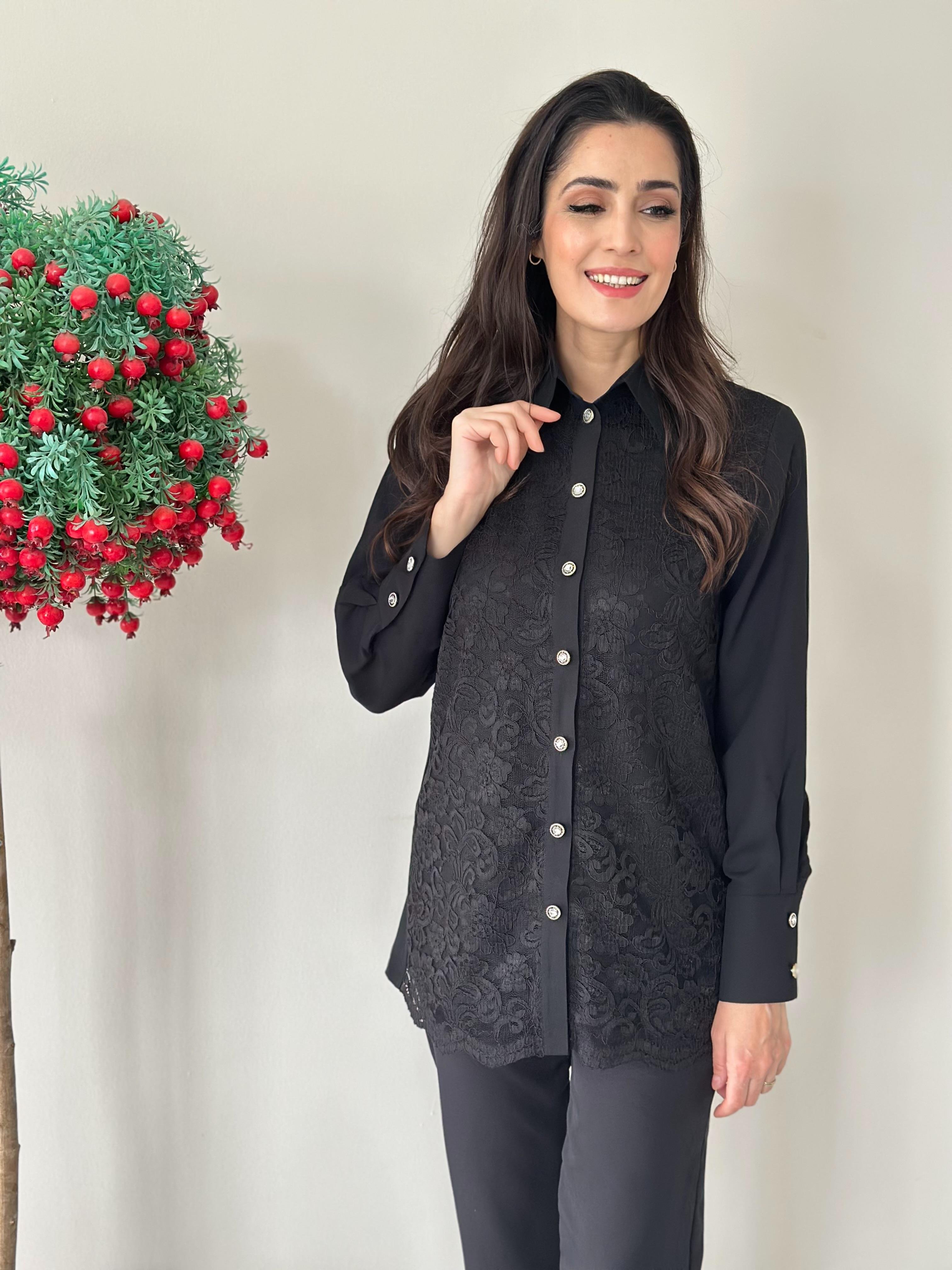 Siyah dantel   Gömlek