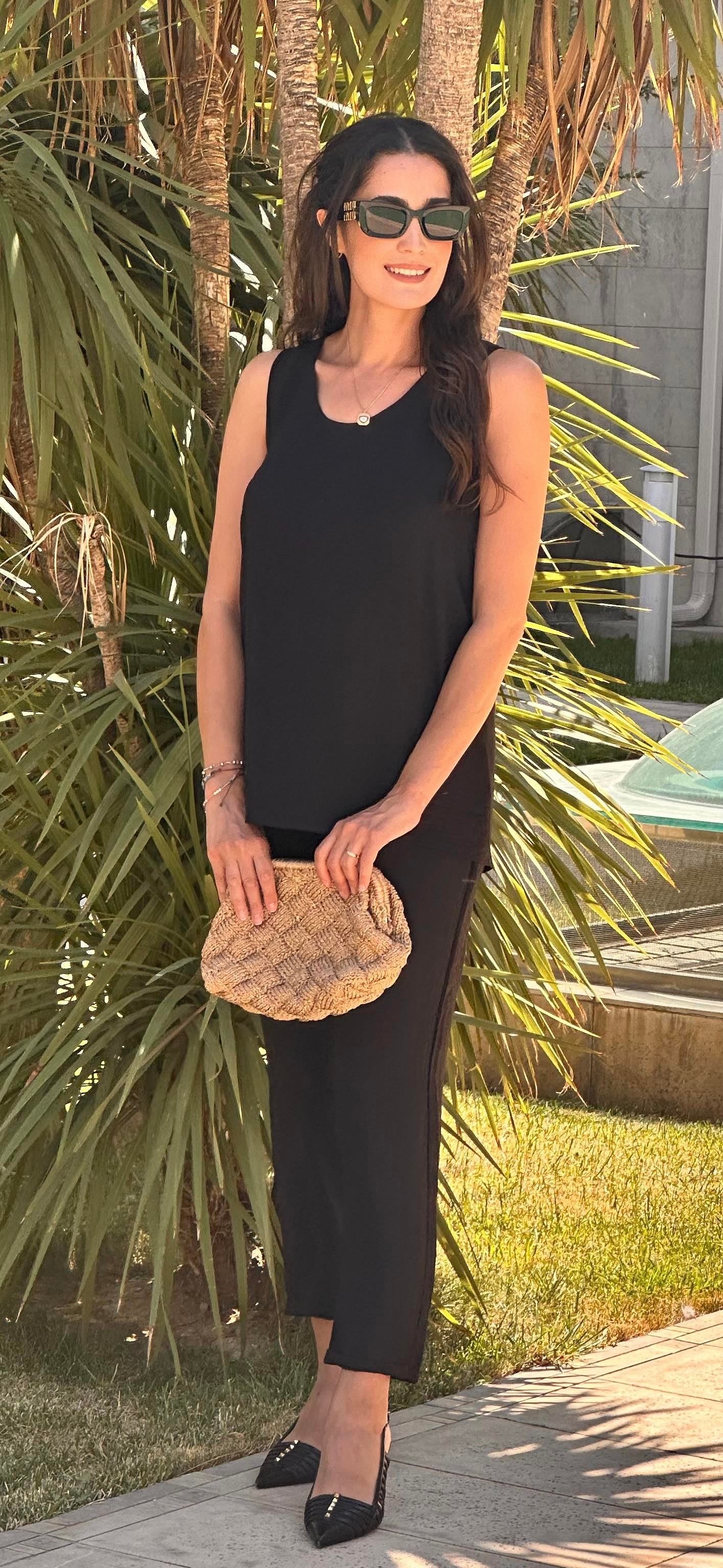 Siyah Mila Asklılı Tunik