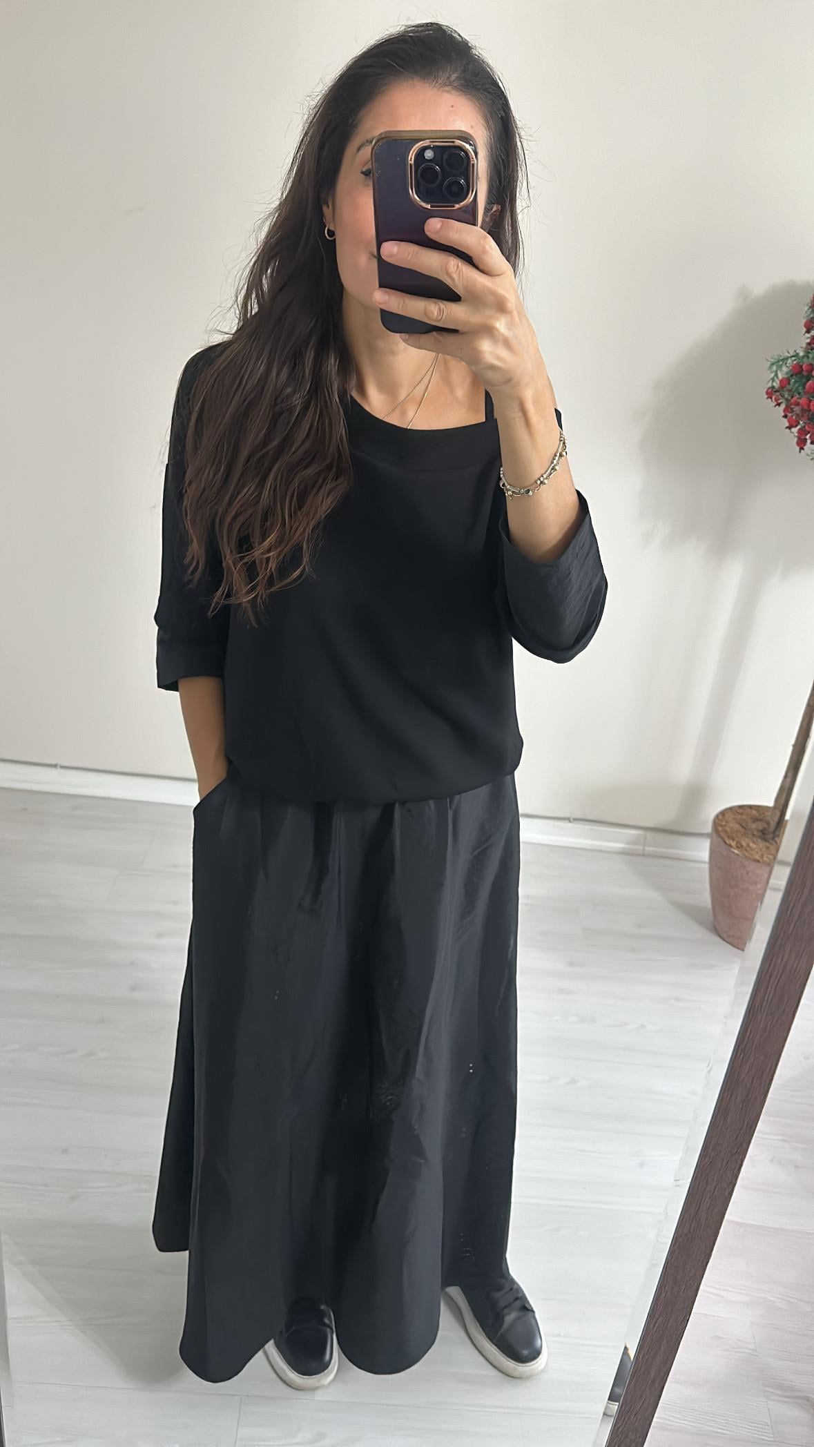 Siyah paraşüt etek 