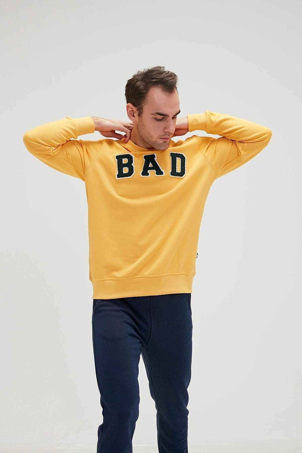 BAD BEARSweatshirtBad Bear Bad Convex Crewneck Erkek Sweatshirt 19.02.12.003-C25MUSTARD
