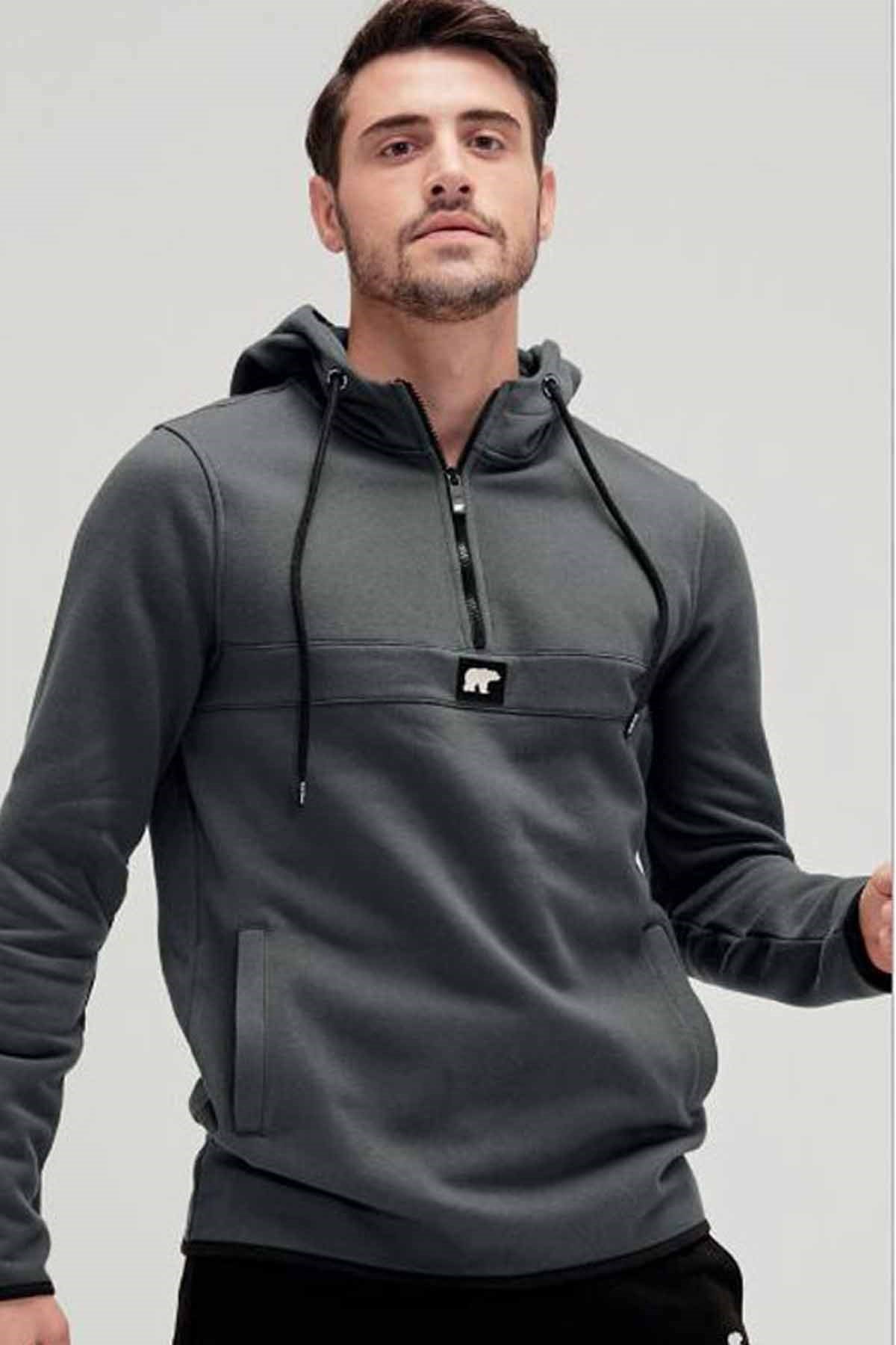 BAD BEARSweatshirtBad Bear DEFENCE HALF-ZIP Erkek Sweatshirt 19.02.27.027Antrasit