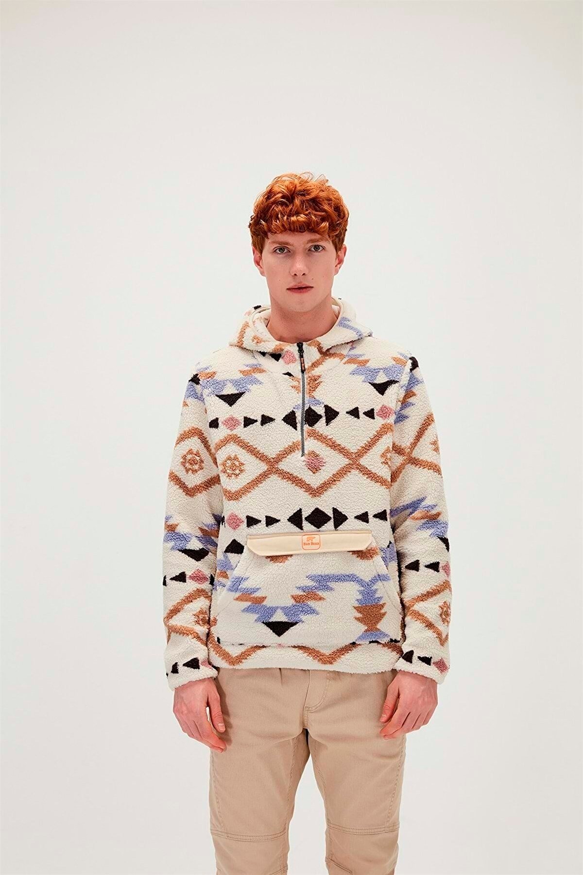 BAD BEARSweatshirtBad Bear Nomad Half Zıp Plush Erkek Sweatshirt 21.02.29.001ECRU