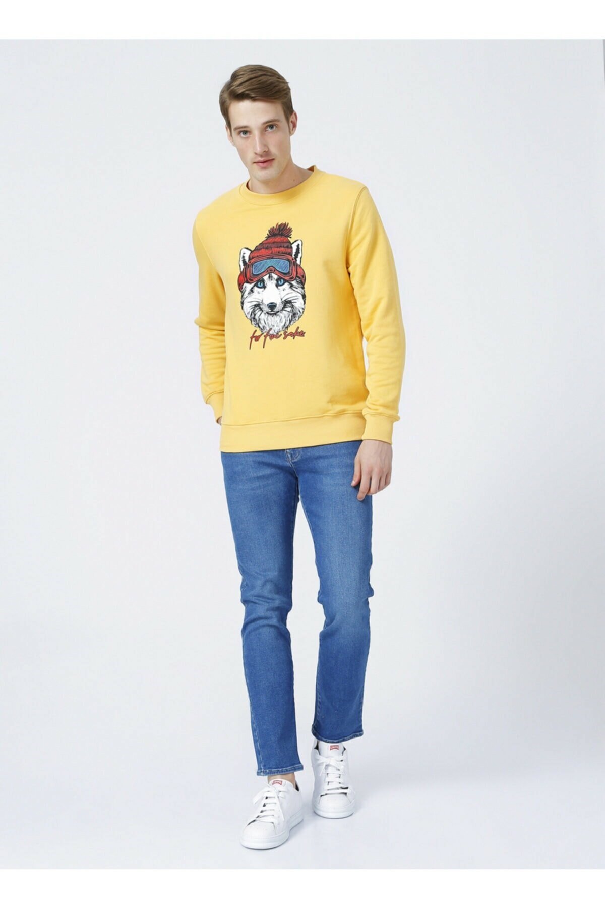 BAD BEARSweatshirtBad Bear Snowfox Crewneck Erkek Sweatshirt 21.02.12.006-C25MUSTARD