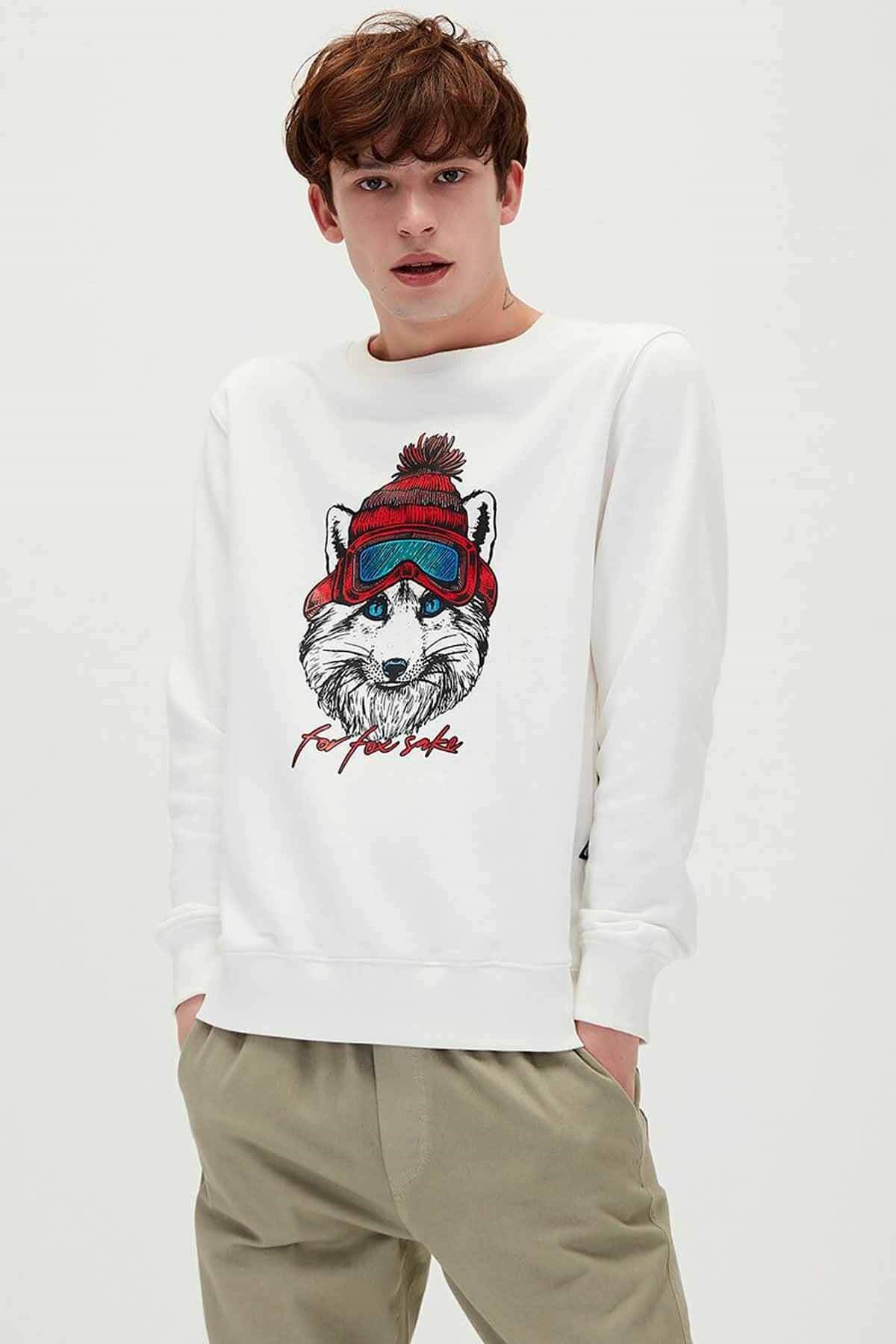 BAD BEARSweatshirtBad Bear Snowfox Crewneck Erkek Sweatshirt 21.02.12.006-C04OFF-WHITE