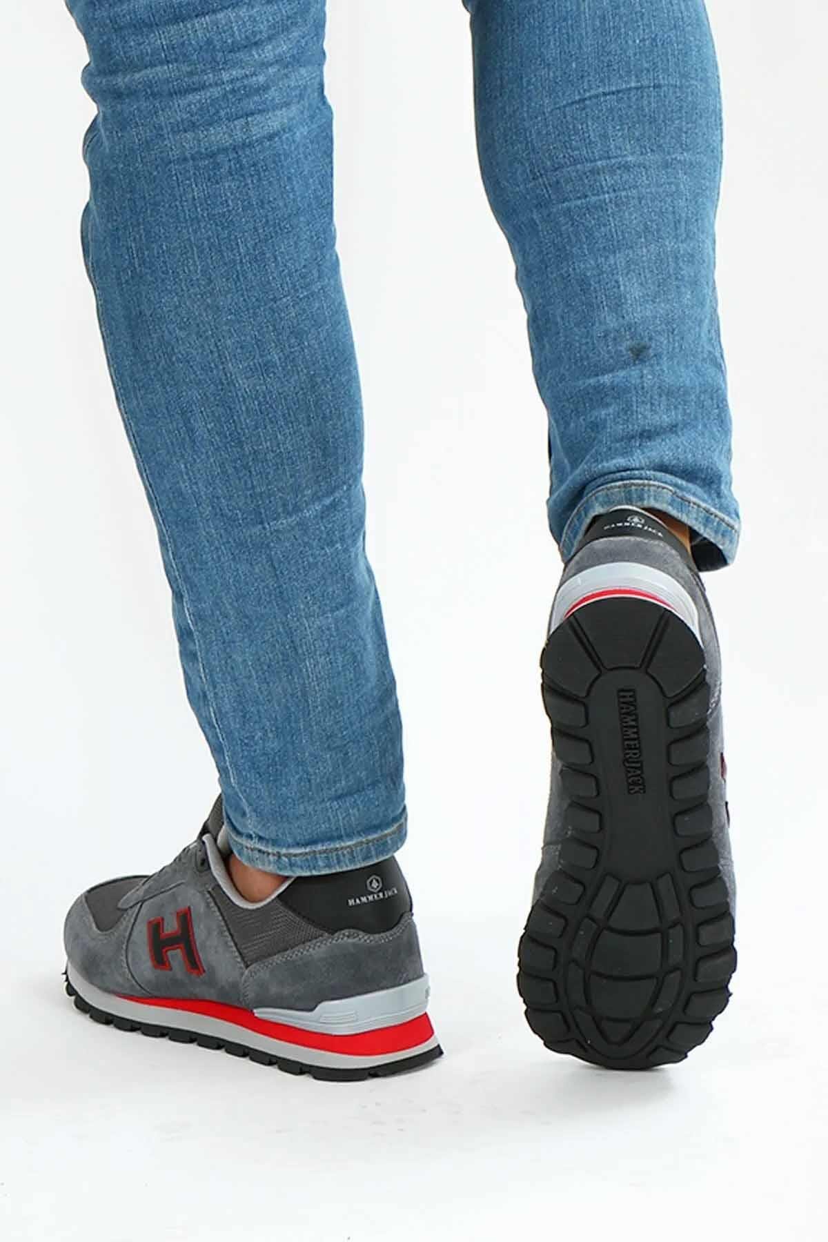 HAMMER JACKGünlük SporHammerjack Hakki Deri Erkek Spor Ayakakbı B-1 Erkek Günlük Spor Ayakkabı 102 19250-M-G-KırmızıGri
