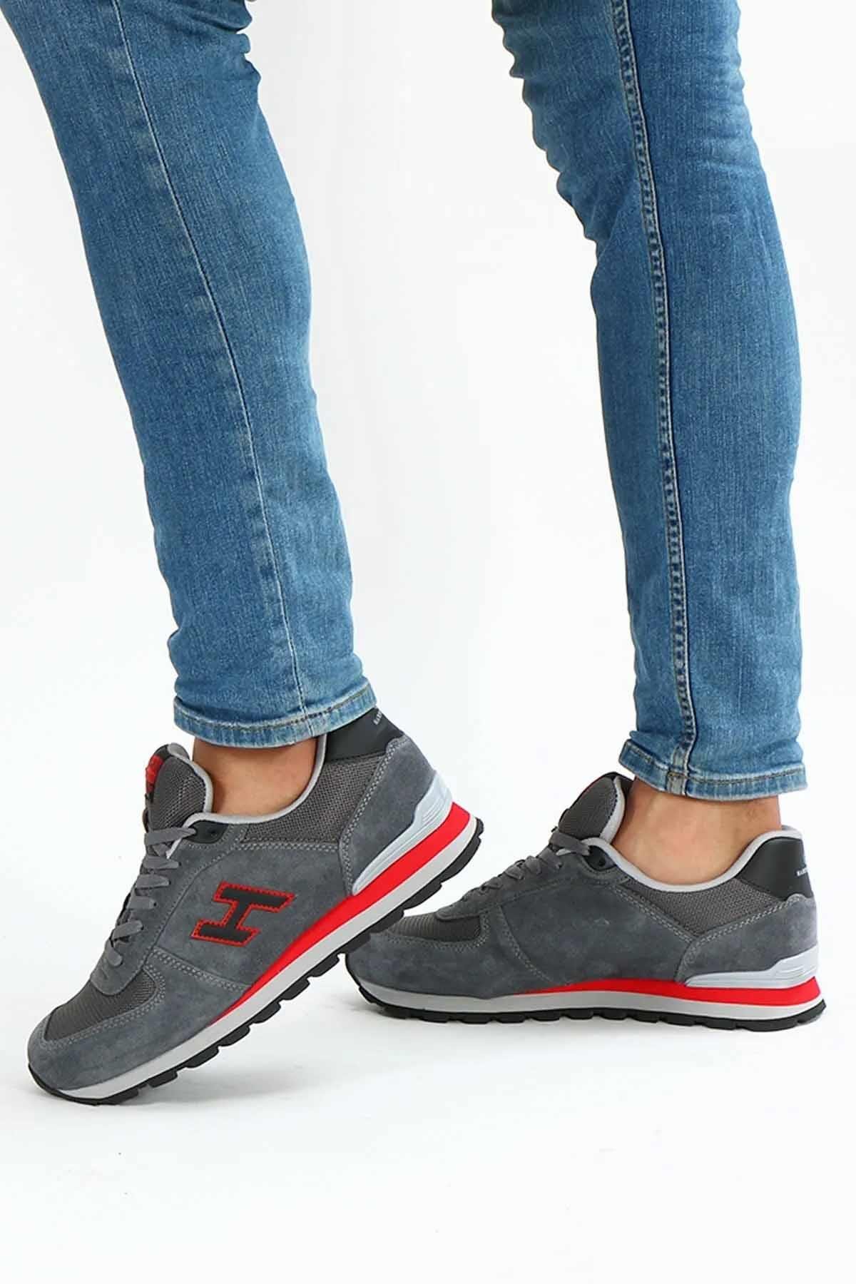 HAMMER JACKGünlük SporHammerjack Hakki Deri Erkek Spor Ayakakbı B-1 Erkek Günlük Spor Ayakkabı 102 19250-M-G-KırmızıGri