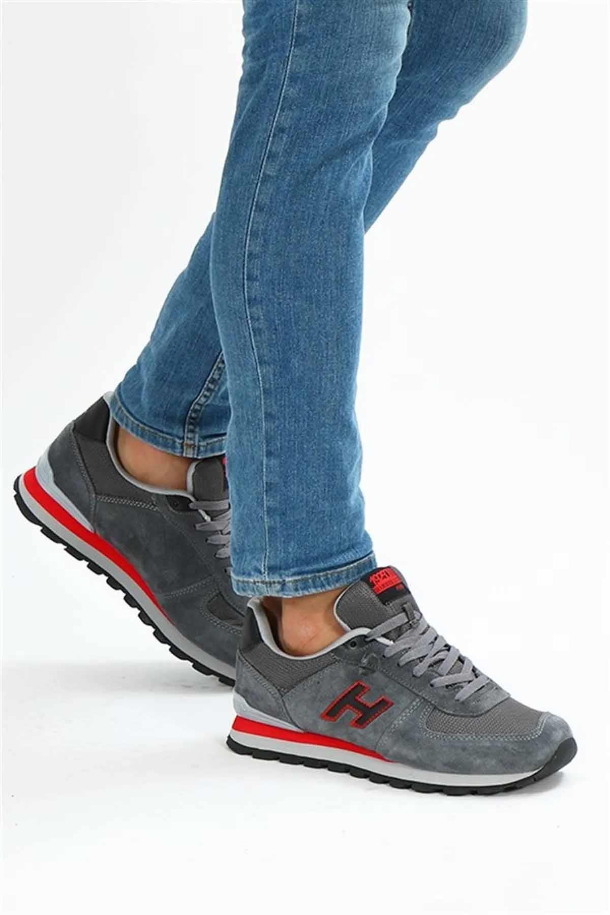 HAMMER JACKGünlük SporHammerjack Hakki Deri Erkek Spor Ayakakbı B-1 Erkek Günlük Spor Ayakkabı 102 19250-M-G-KırmızıGri