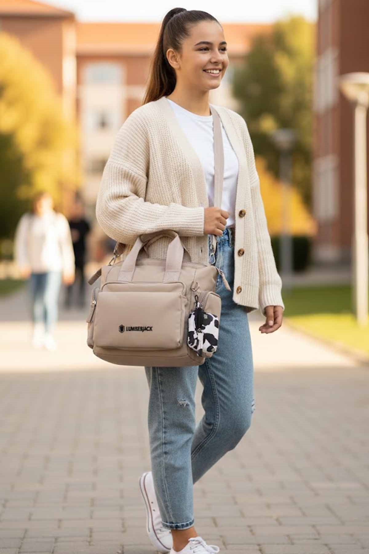 LUMBERJACKOmuz ÇantaLumberjack PRST Çok Cepli Omuz Çantası Kadın Omuz Çanta 102689534Bej