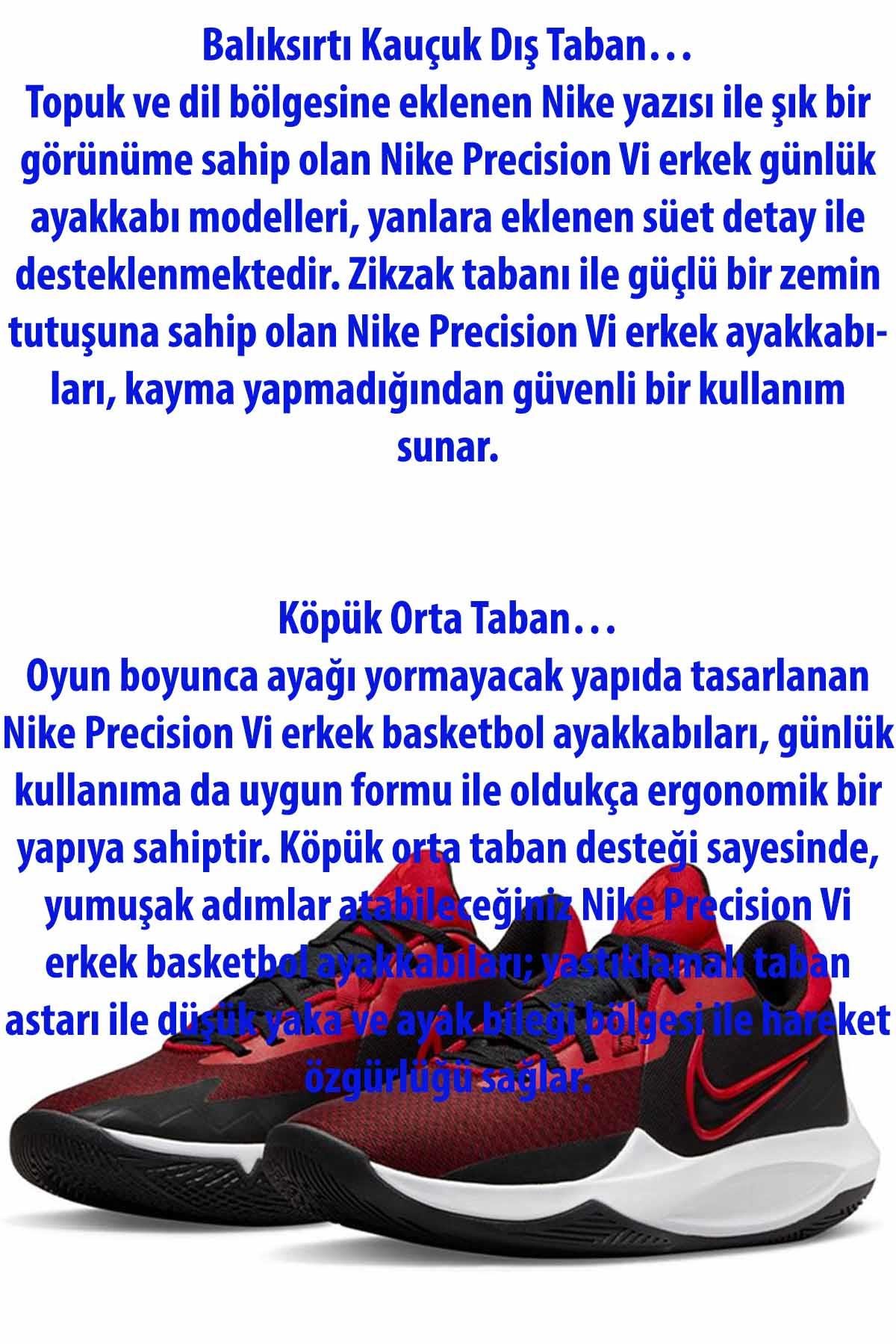 NIKEBasketbolNike Precision VI Unisex Basketbol Ayakkabı DD9535-002-Siyah-Krmz
