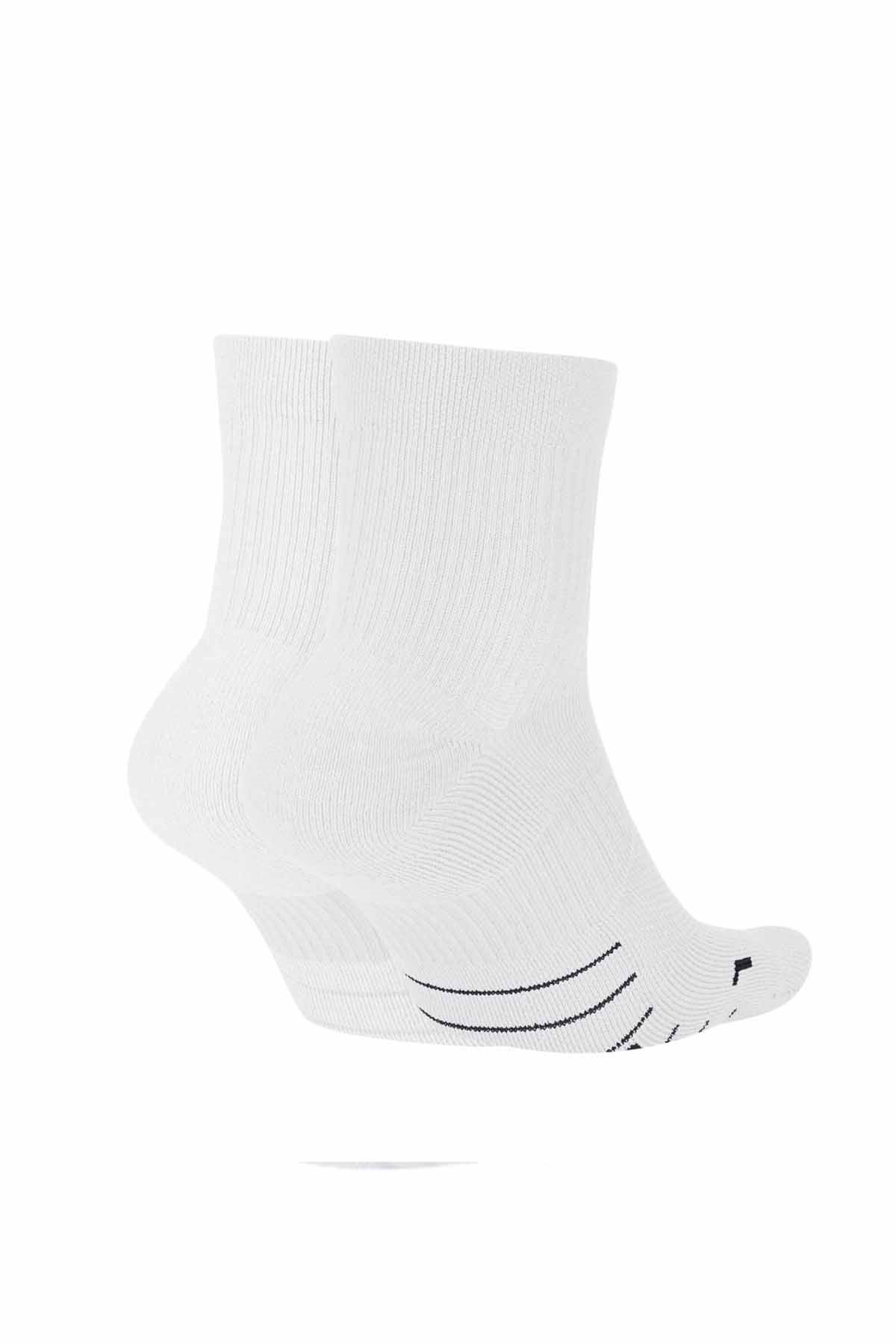 NIKEÇorapNike Multiplier Running Ankle Socks (2 Pair) Unisex Çorap SX7556-100-BEYAZ