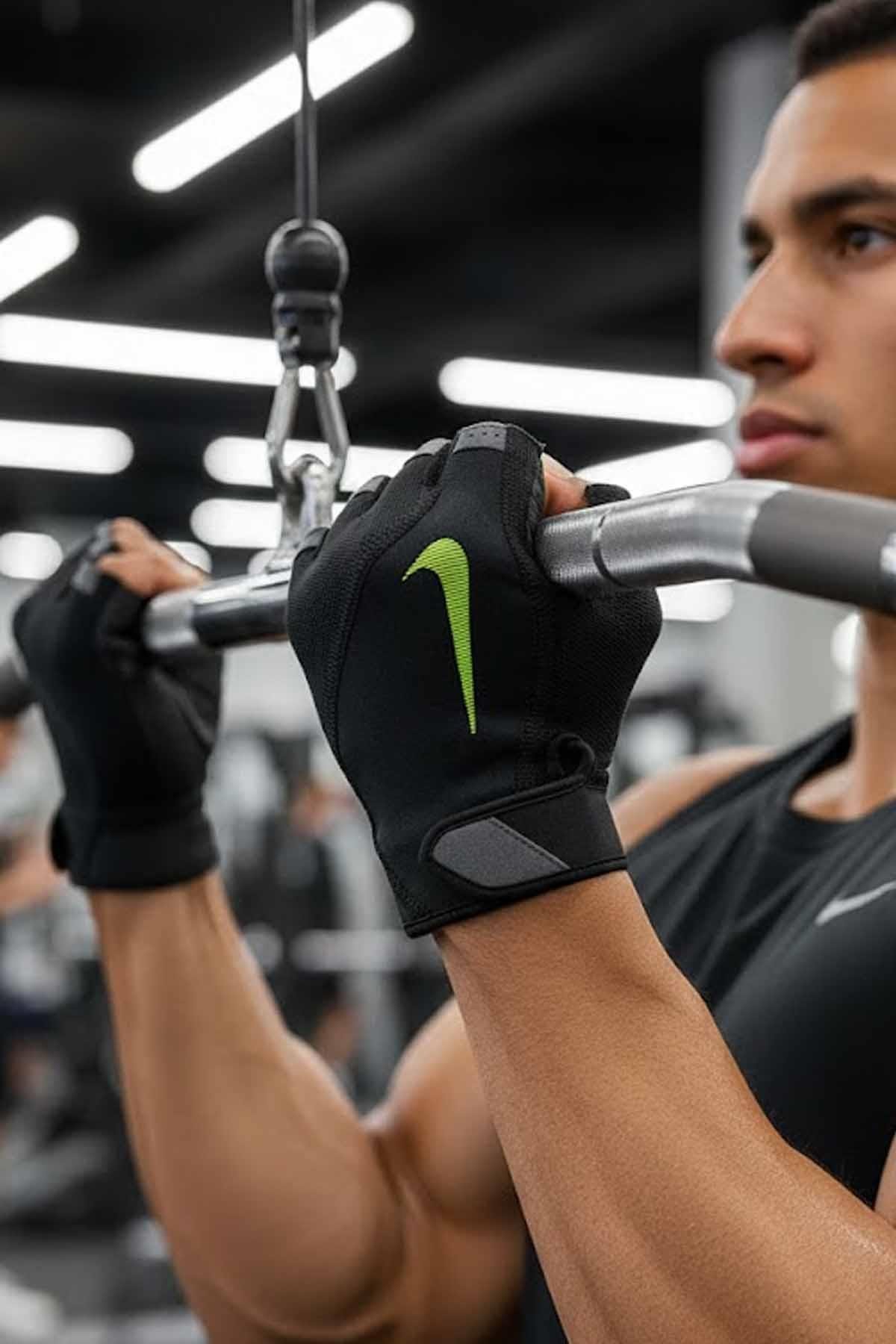 NIKEFitness EldiveniNIKE M ELEMENTAL FG BLACK/DARK GREY/BLACK/VOLT M Erkek Fitness Eldiveni N.LG.D5.055-Siyah