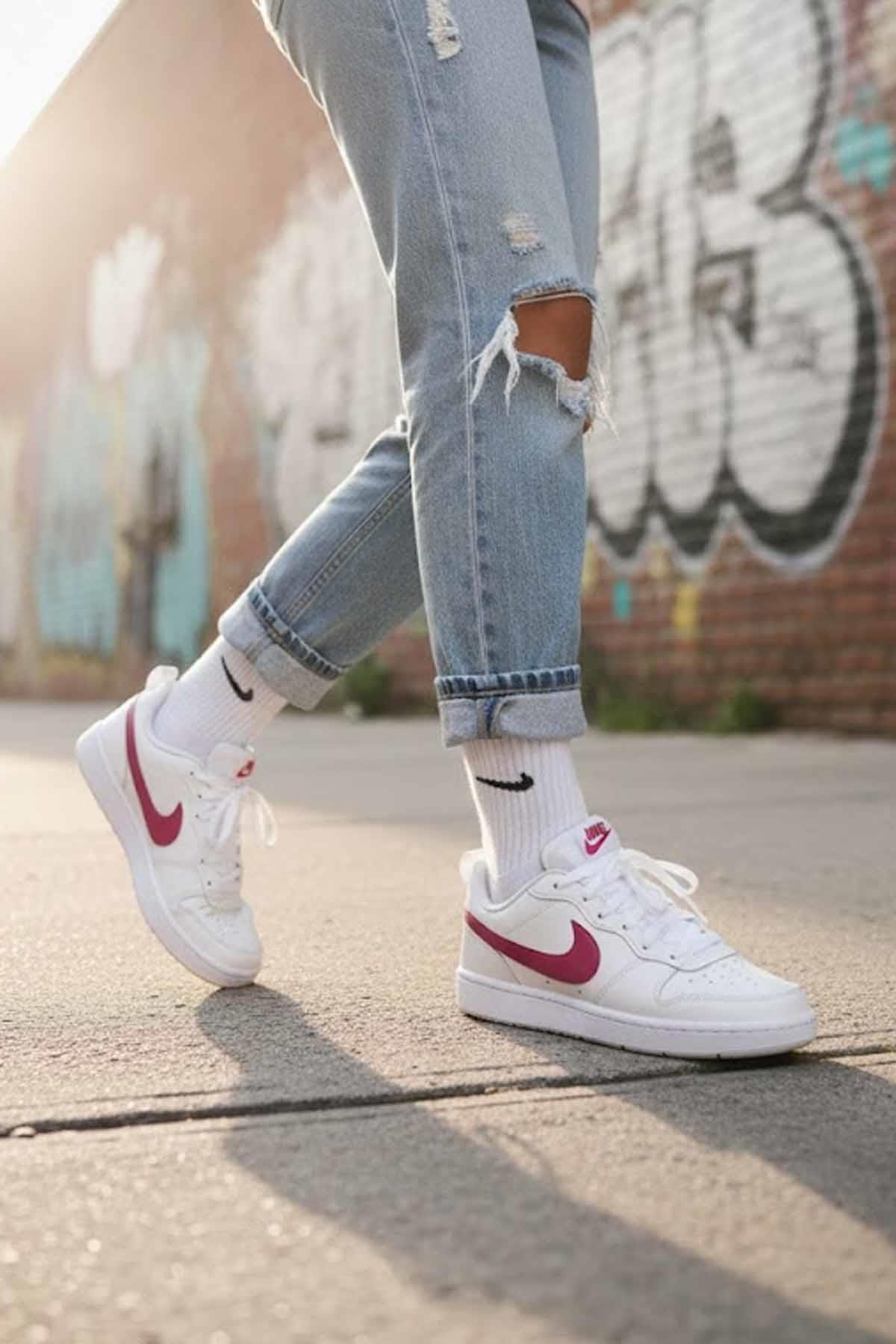 NIKESneakerNike Court Borough LOW Kadın Sneaker Ayakkabı DV5456-010-BEYAZ