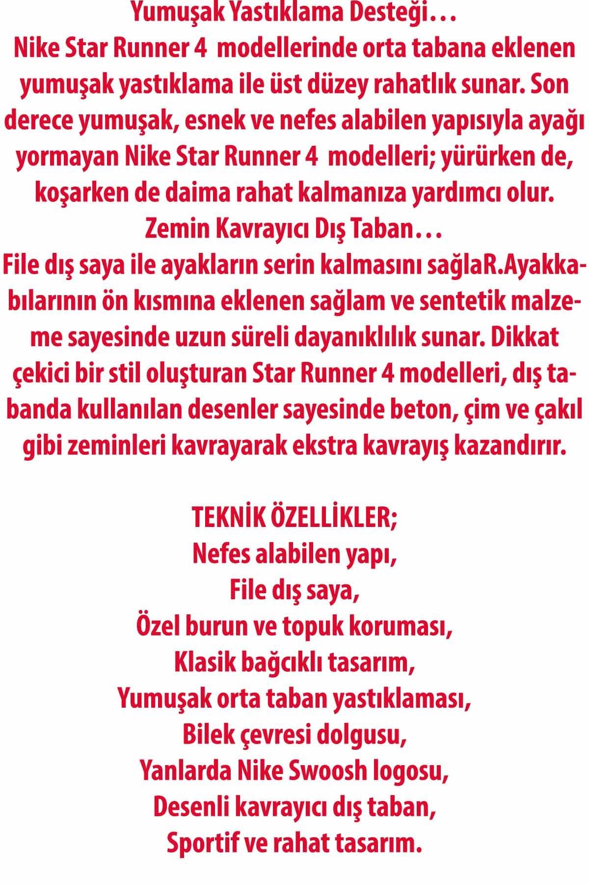 NIKESneakerNike Star Runner 4 NN Kadın Sneaker Ayakkabı DX7615-100-BEYAZ