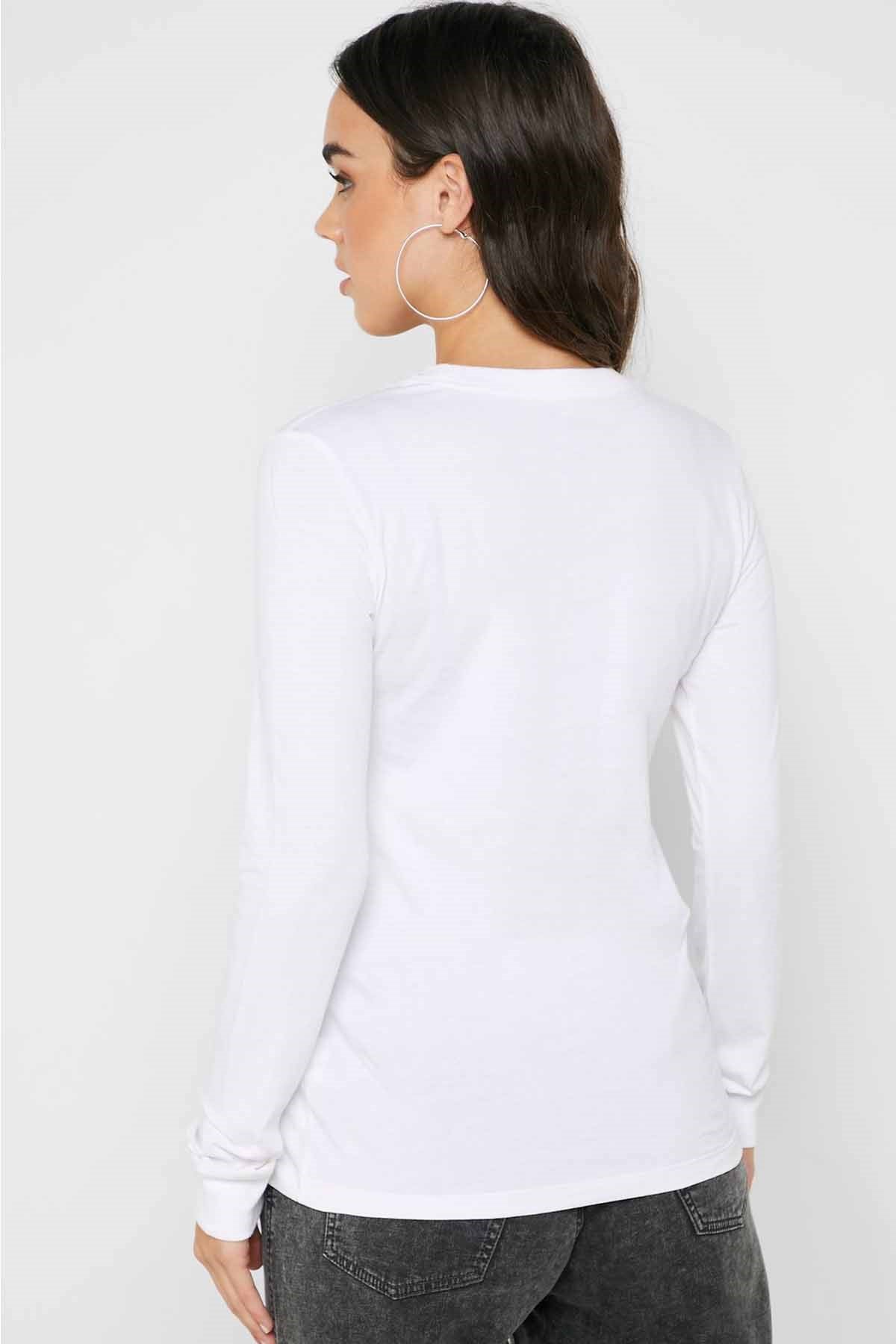 NIKESweatshirtNike W NSW TEE ESSNTL LS ICON FTR Kadın Sweatshirt BV6171-BEYAZ