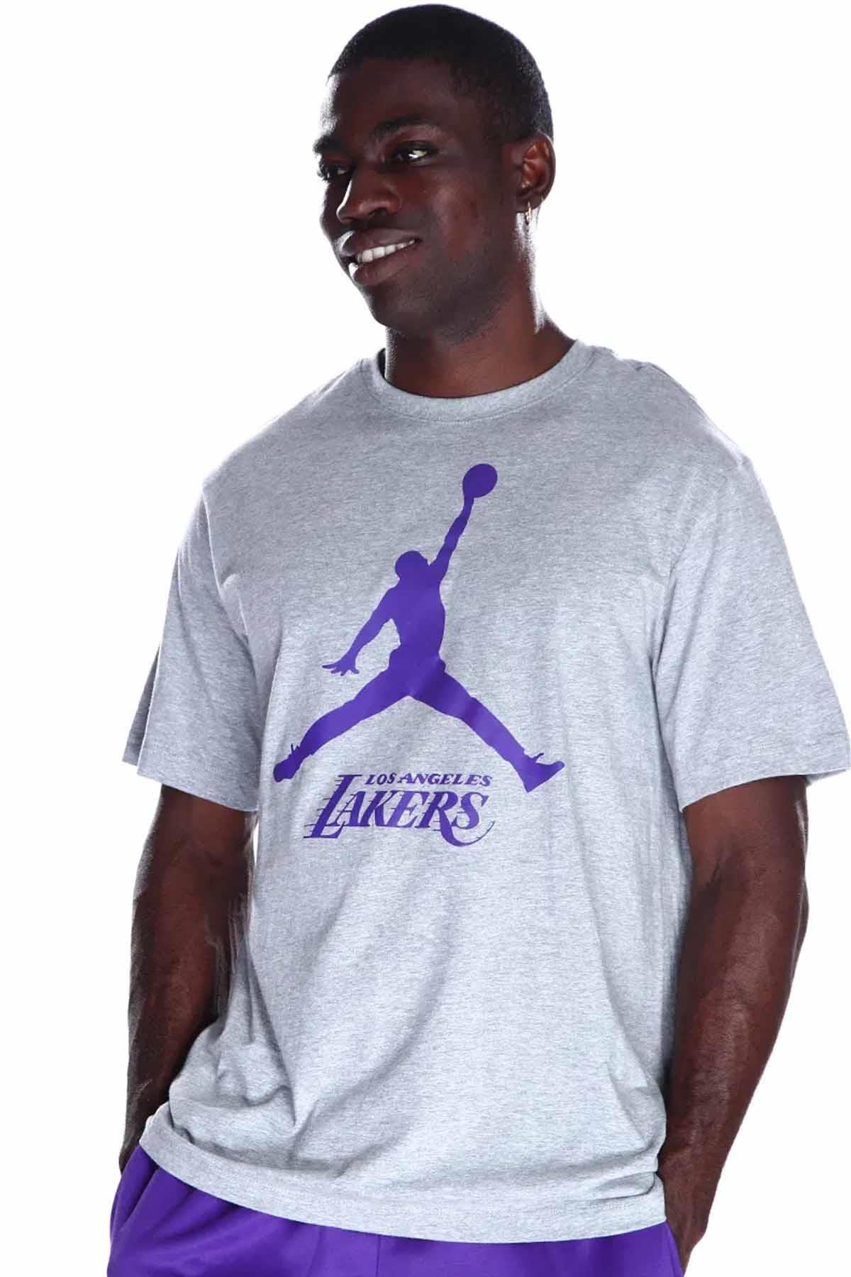 NIKETişörtNike Lal M Es Nba Jdn Ss Tee Erkek Tişört FB9827-063-Gri