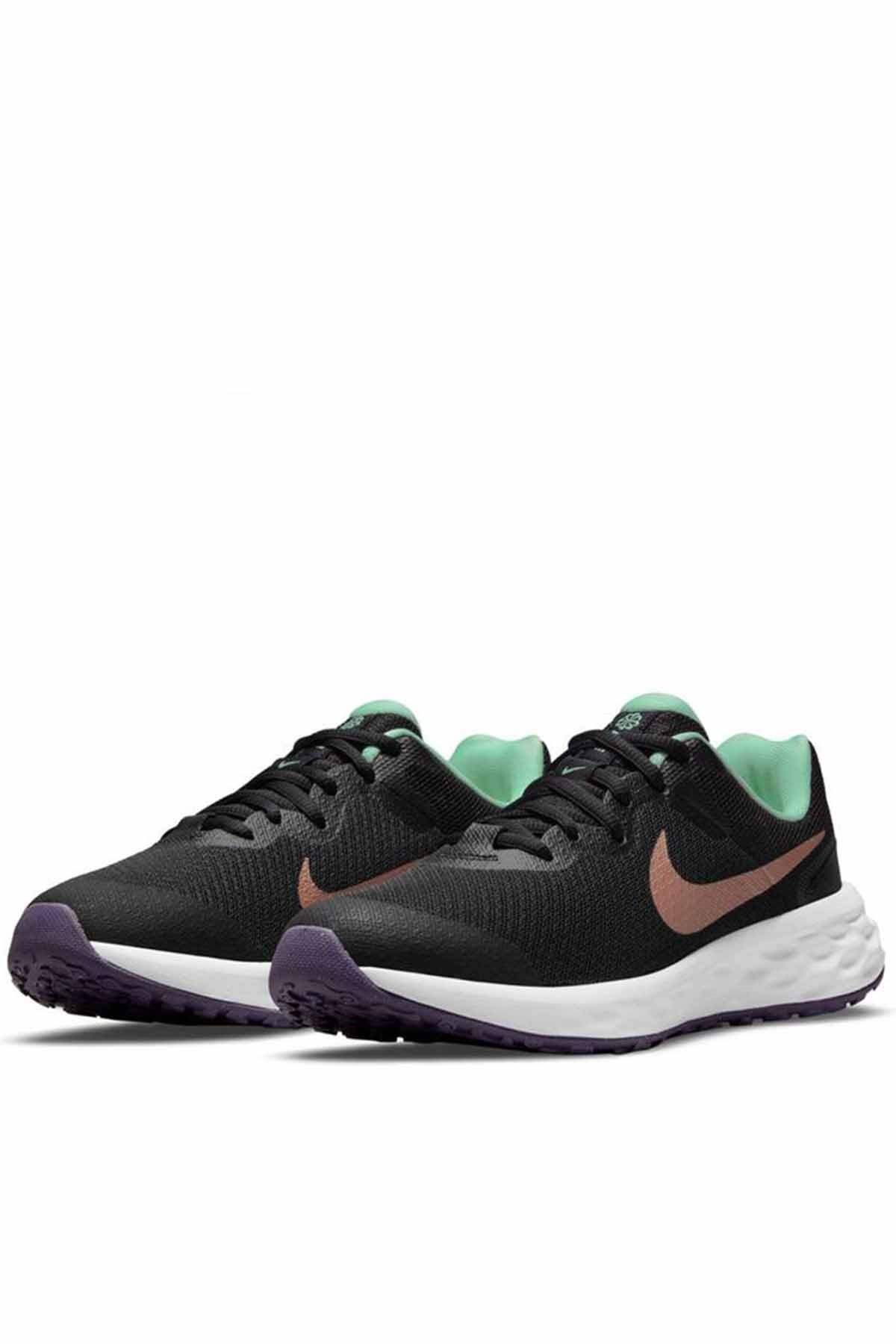 NIKEYürüyüş KoşuNike Revolution 6 Nn (Gs) Kadın Yürüyüş Koşu Ayakkabı DD1096-005-Siyah