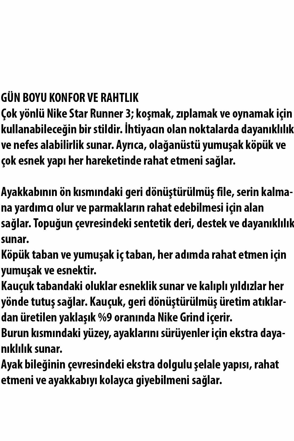 NIKEYürüyüş KoşuNike Star Runner 3 (Gs) Kadın Yürüyüş Koşu Ayakkabı DA2776-010-KREM