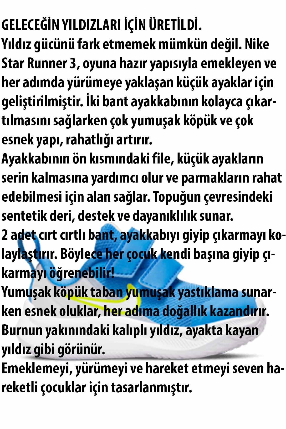 NIKEYürüyüş KoşuNike Star Runner 3 (Tdv) Çocuk Yürüyüş Koşu Ayakkabı DA2778-009-MAVİ