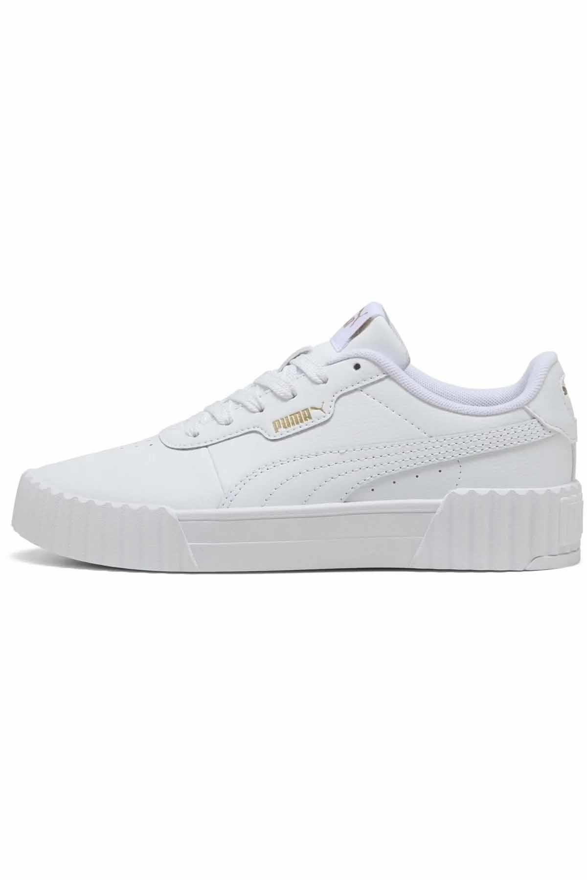 PUMASneakerPuma Carina 3.0 White-PUMA Gold Kadın Sneaker Ayakkabı 401476-01 Beyaz