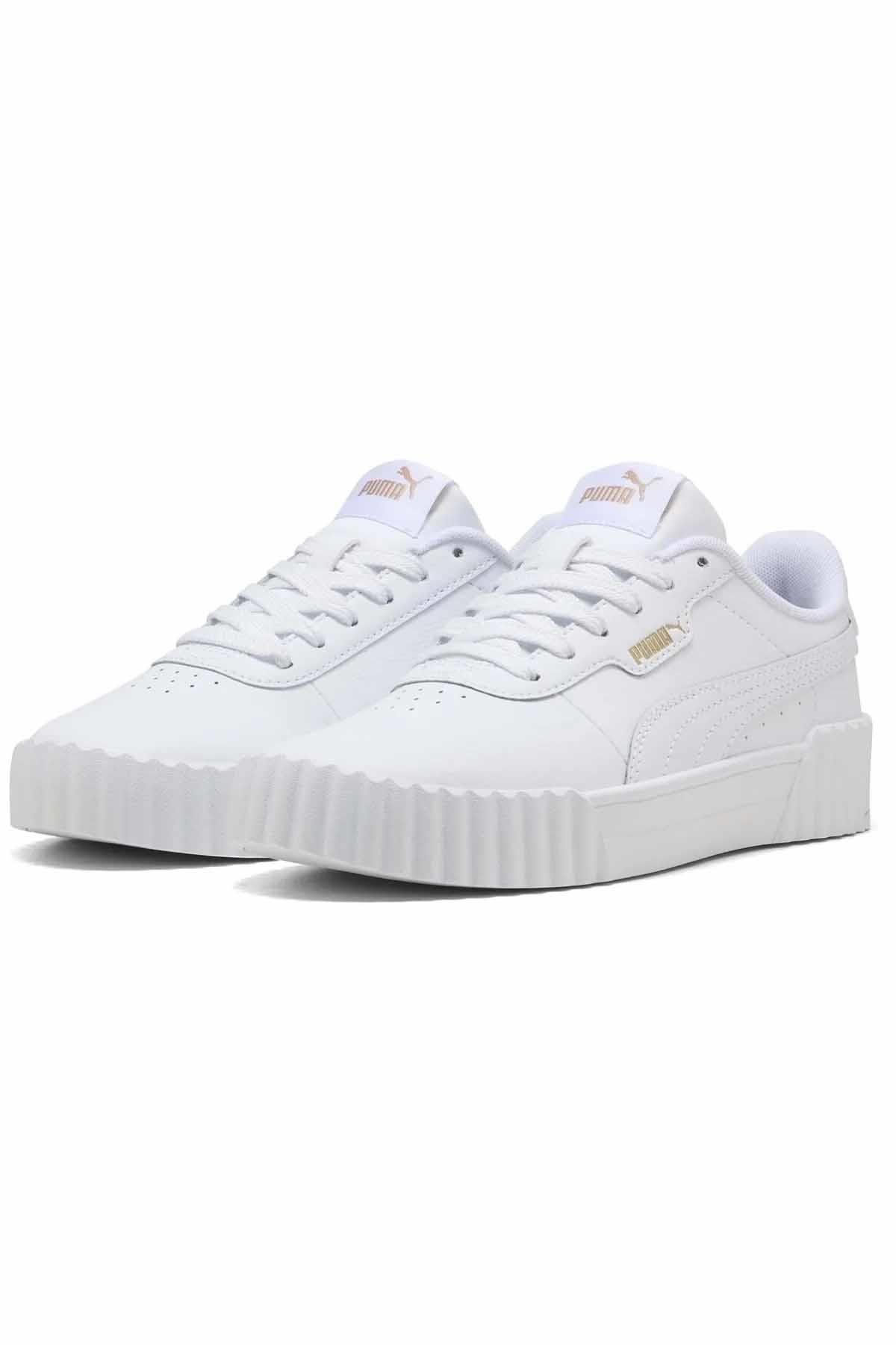 PUMASneakerPuma Carina 3.0 White-PUMA Gold Kadın Sneaker Ayakkabı 401476-01 BEYAZ