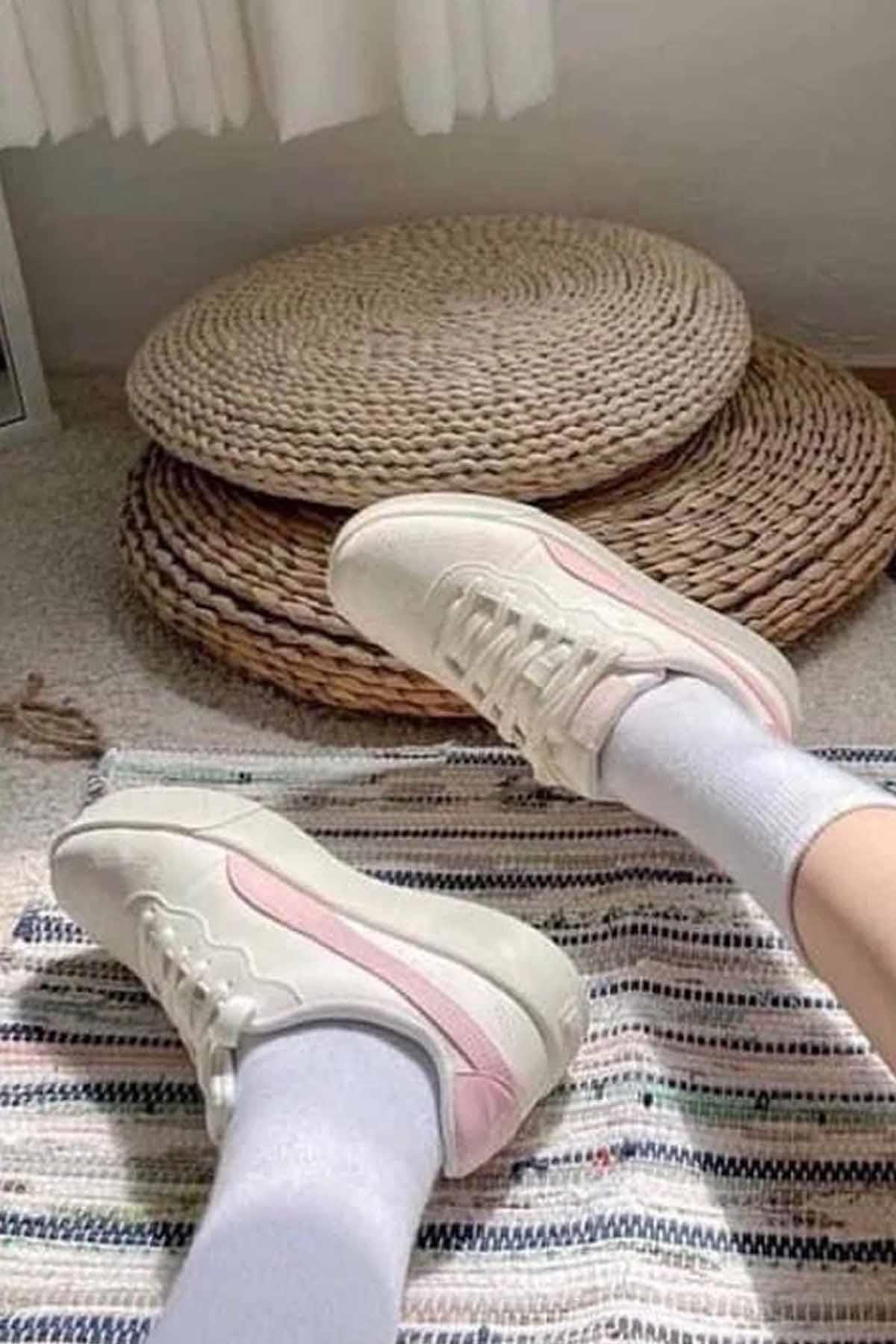 PUMASneakerPuma Kadın Snekars Yüksek Taban Spor Ayakkabı Kadın Sneaker Ayakkabı 380147-05-2 Bej