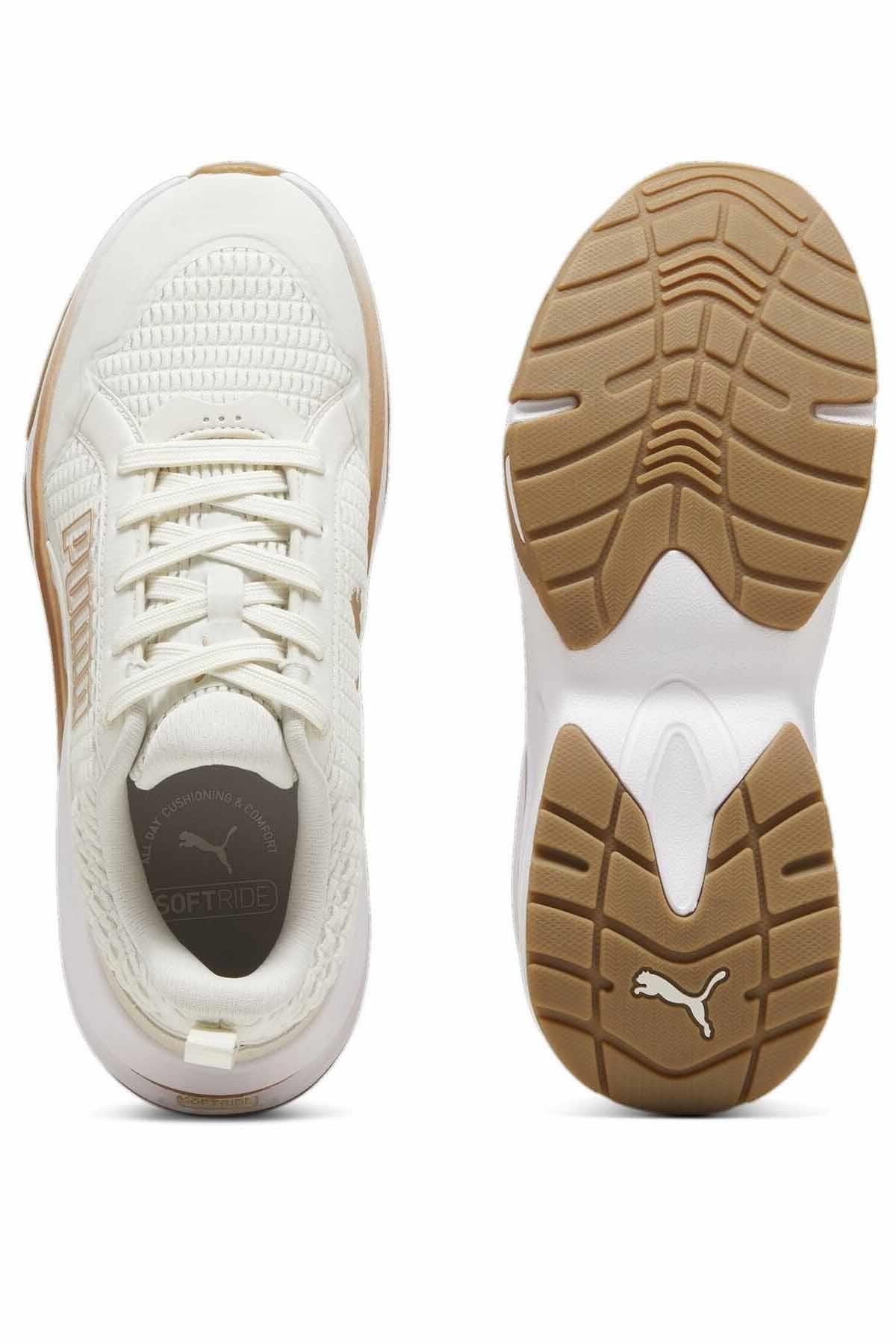 PUMASneakerPuma Softride Divine Wn s-Vapor Gray-PUMA Gold-Gum Kadın Sneaker Ayakkabı 310163-03 BEYAZ