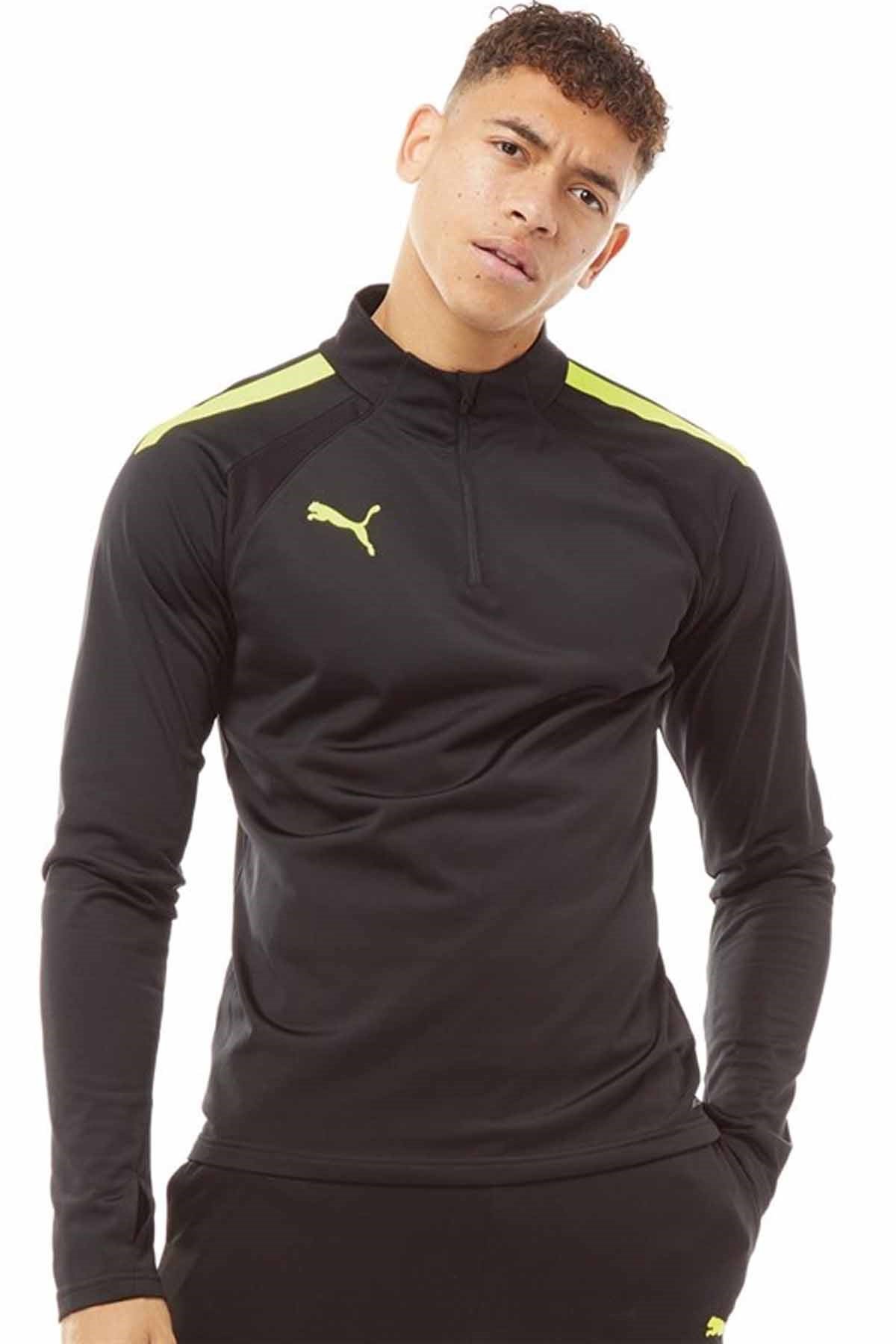 PUMASweatshirtPuma Erkek Sweatshirt Top ZİP 1/4 Erkek Sweatshirt 657236-40 SIYAH-SARI