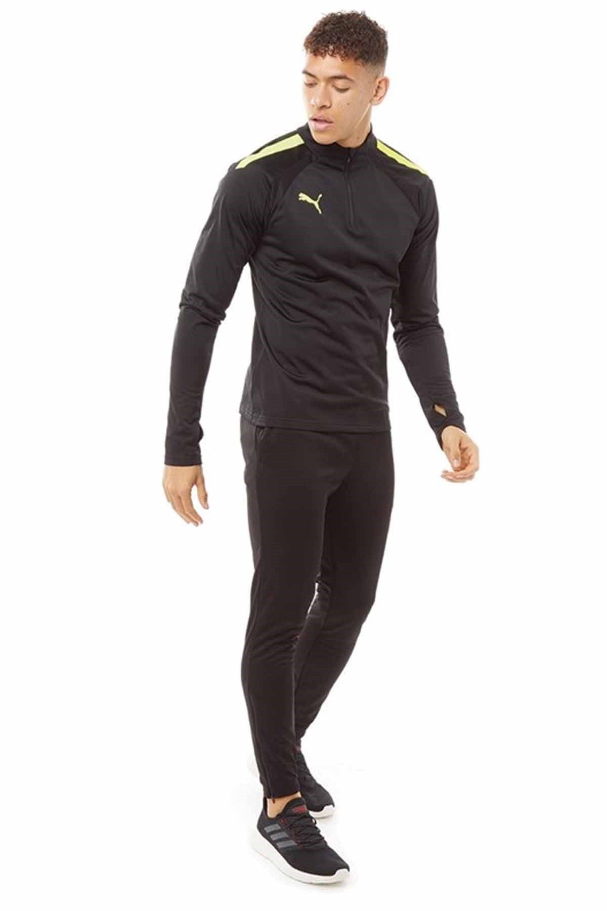 PUMASweatshirtPuma Erkek Sweatshirt Top ZİP 1/4 Erkek Sweatshirt 657236-40 SIYAH-SARI