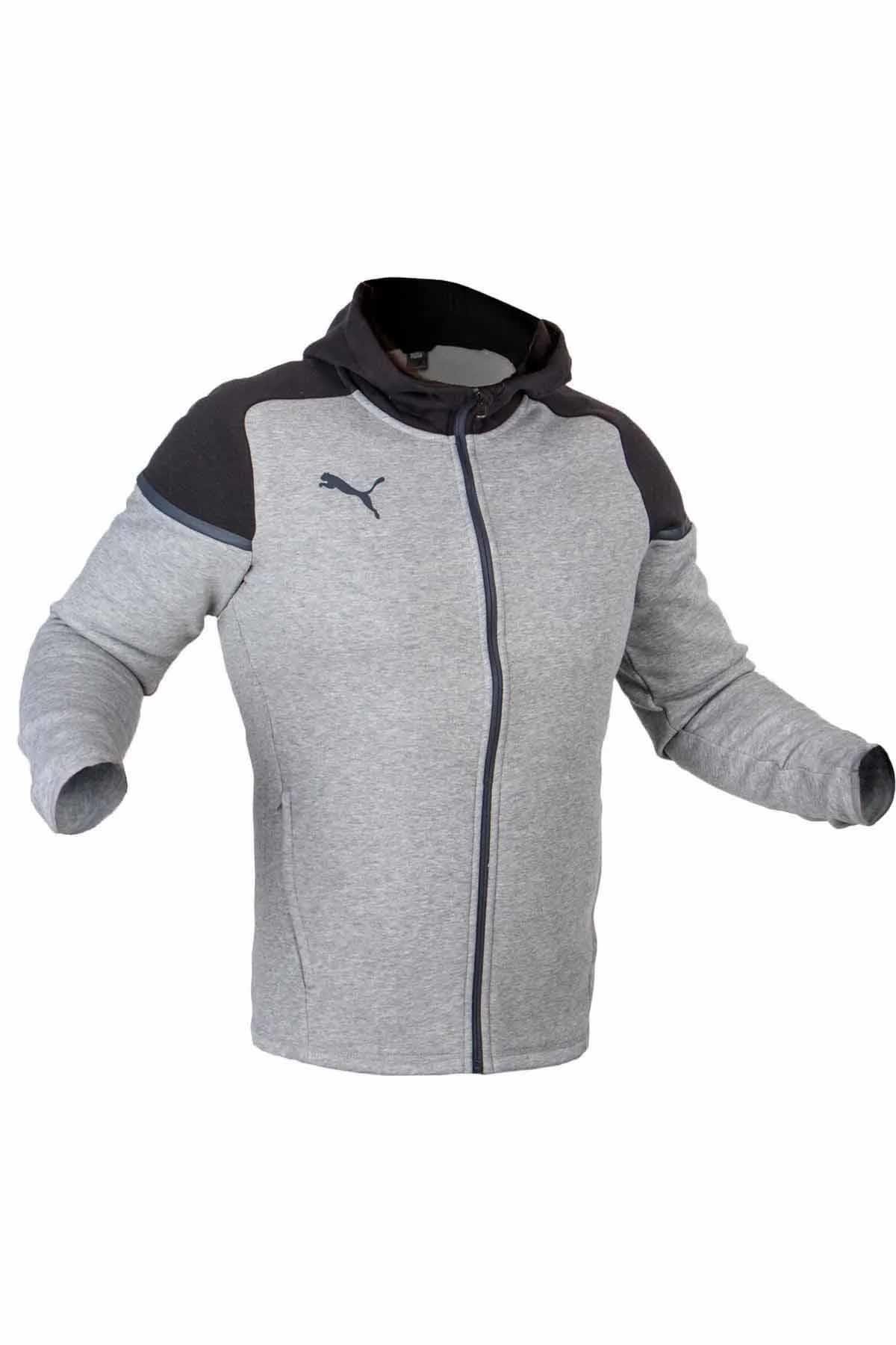 PUMASweatshirtPuma Sweatshirt Team CUP Casuals Hooded Jkt Erkek Sweatshirt 657987-13 Gri/Siyah