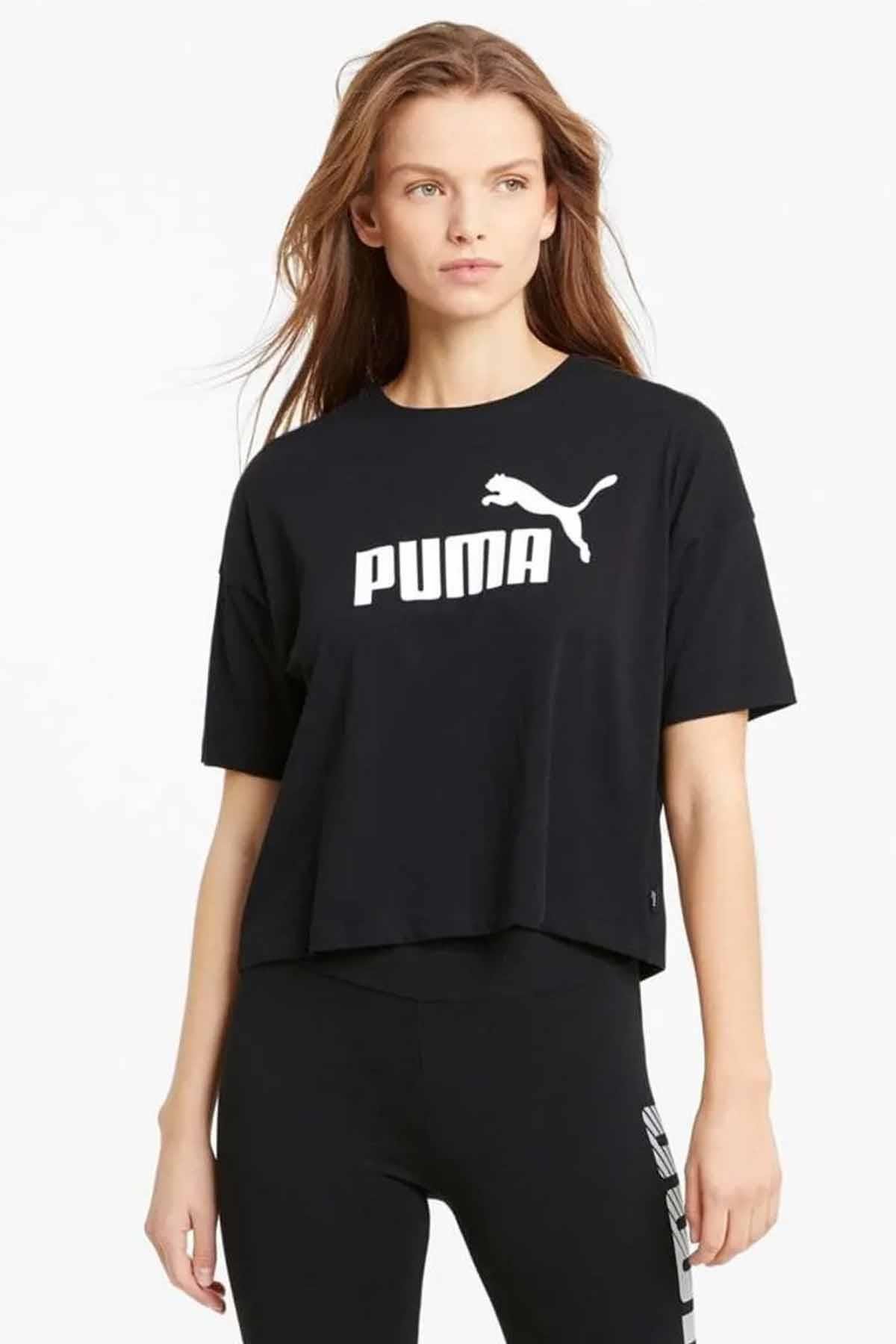 PUMATişörtPuma Cropped Logo Tee Kadın Tişört 586866 01 Siyah