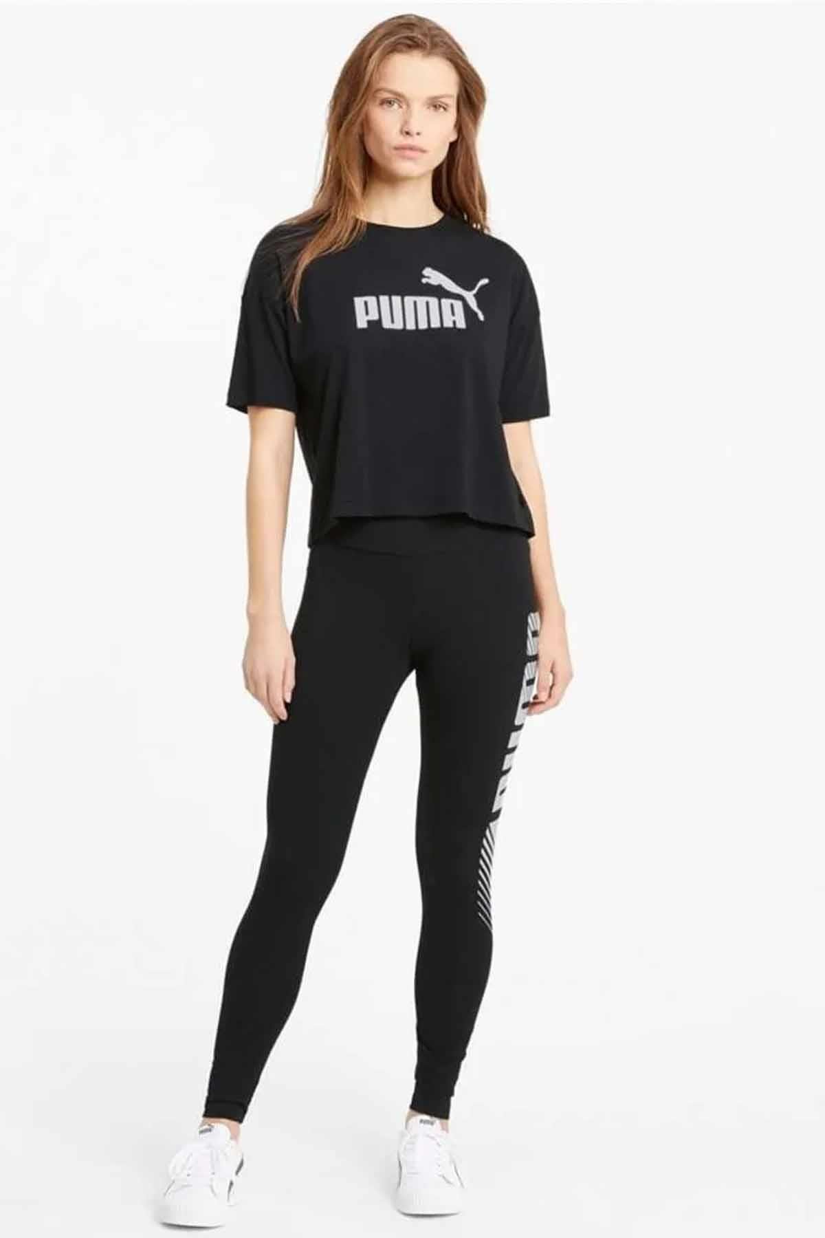 PUMATişörtPuma Cropped Logo Tee Kadın Tişört 586866 01 Siyah