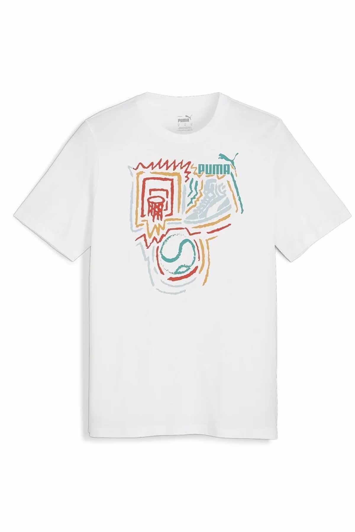PUMATişörtPuma Erkek Basklı Tişort Erkek Tişört 680176-02 BEYAZ