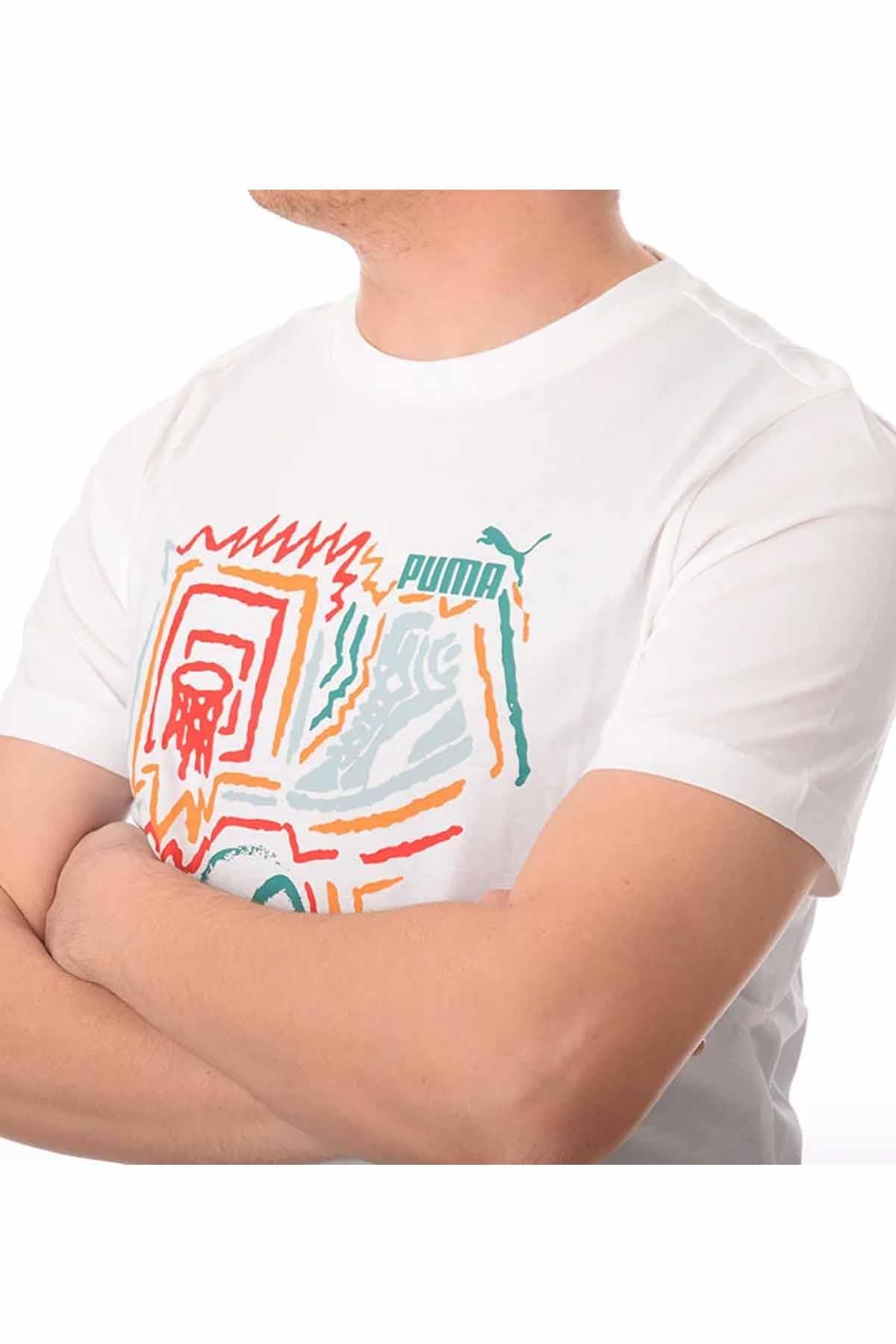 PUMATişörtPuma Erkek Basklı Tişort Erkek Tişört 680176-02 BEYAZ