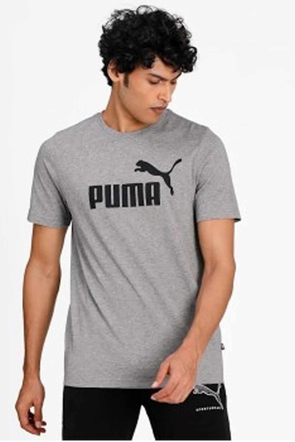 PUMATişörtPuma Ess Logo Tee Erkek Tişört 586666-03 Gri