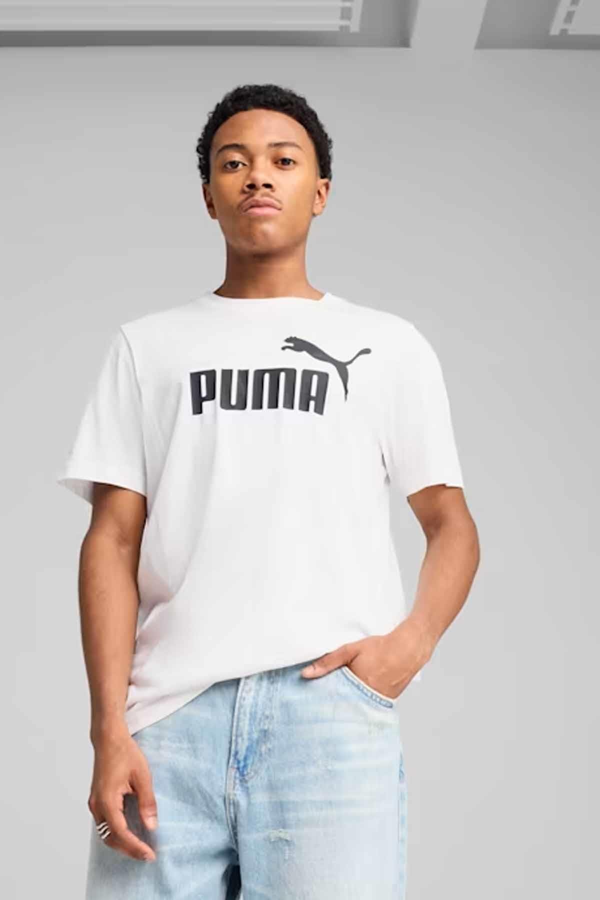 PUMATişörtPuma Ess Logo Tee Erkek Tişört 682532-02 BEYAZ