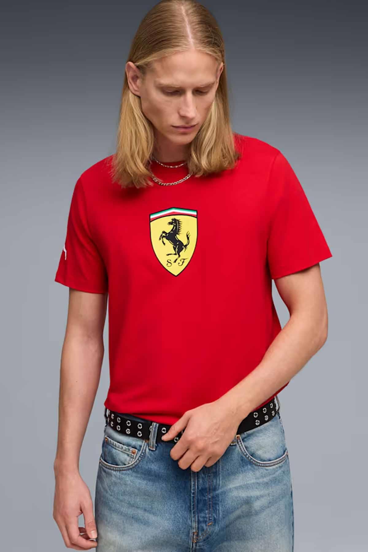 PUMATişörtPuma Ferrari Colored Shield Tee Erkek Tişört 635310-02 Kırmızı