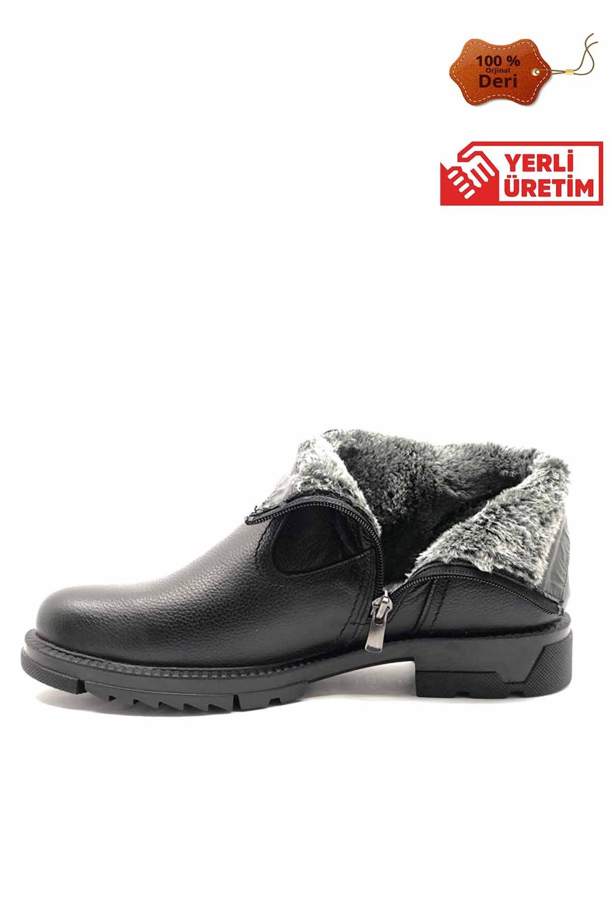REKOR SPORBotRekor Sport Hakiki Deri Termal Taban İçi Kürklü Bot Erkek Bot Ayakkabı RS-001SIYAH