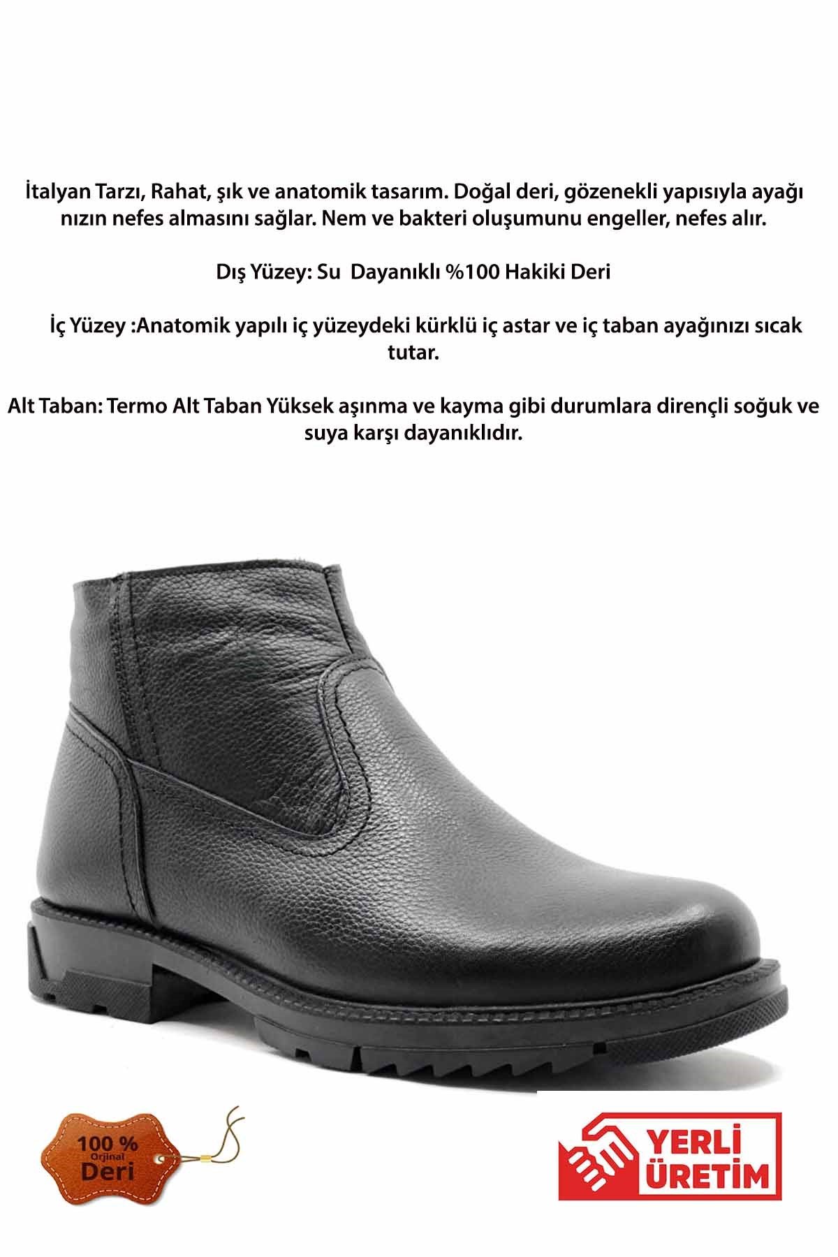 REKOR SPORBotRekor Sport Hakiki Deri Termal Taban İçi Kürklü Bot Erkek Bot Ayakkabı RS-001SIYAH