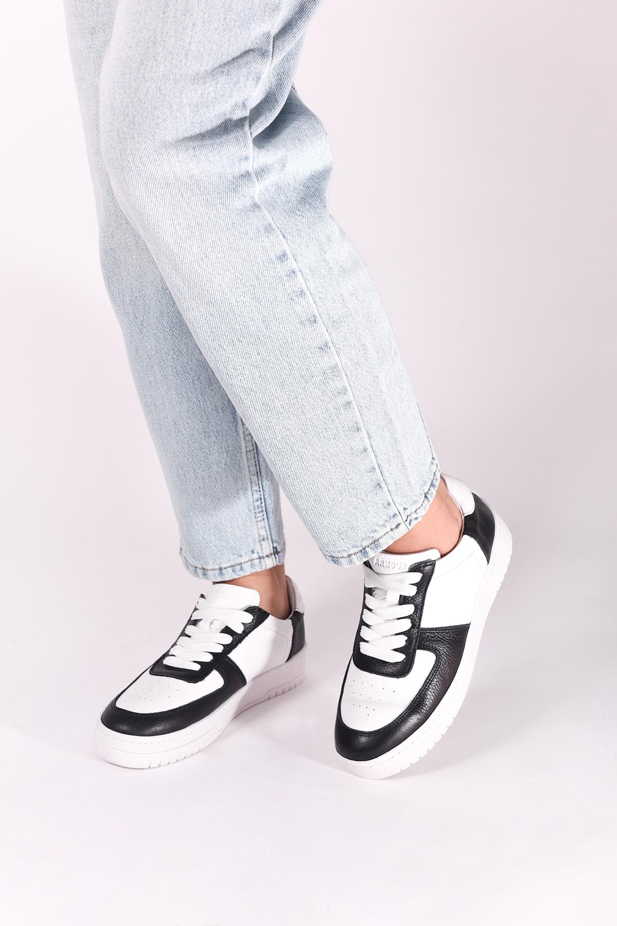 REKOR SPORGünlük SporAir Force V2 Hakki Deri Kadın Günlük Spor Ayakkabı RS-8003Siyah-Byz