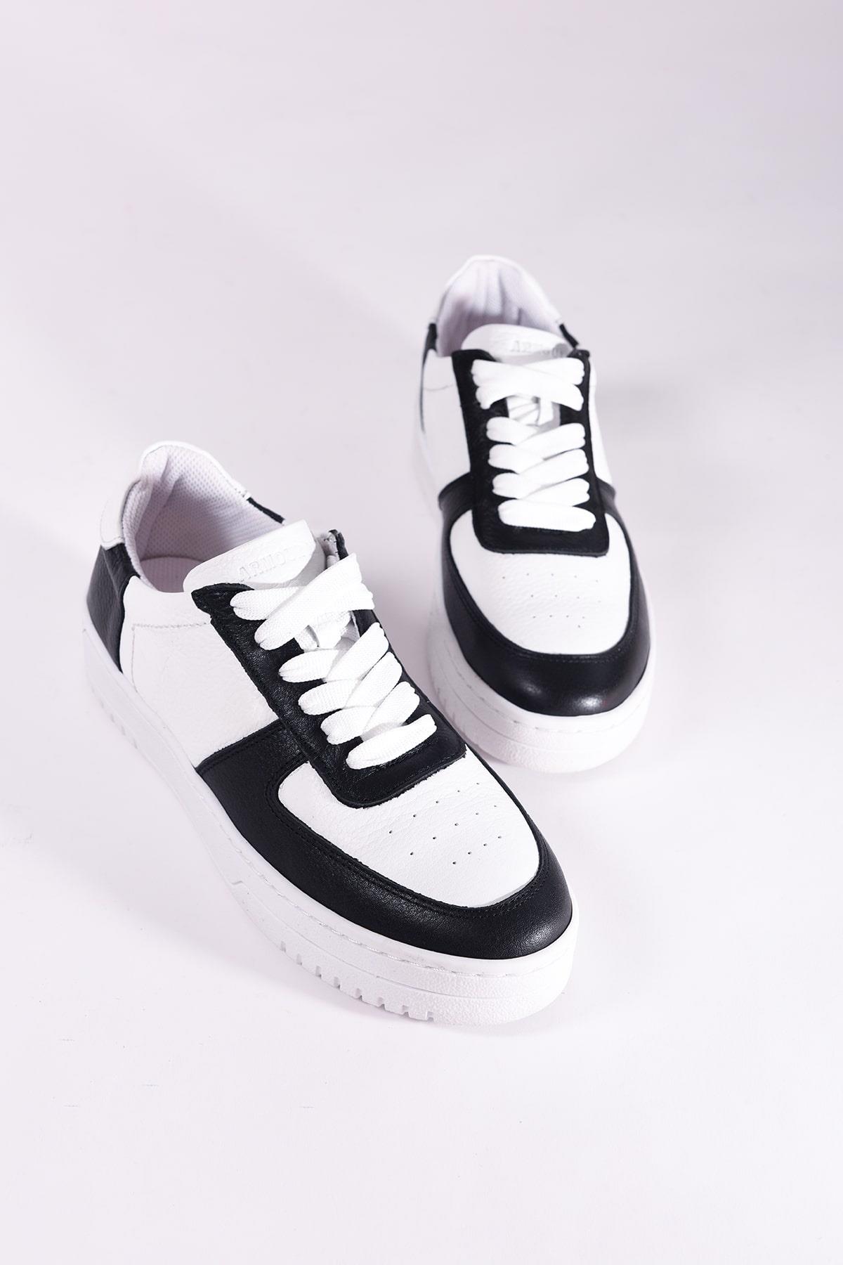 REKOR SPORGünlük SporAir Force V2 Hakki Deri Kadın Günlük Spor Ayakkabı RS-8003Siyah-Byz