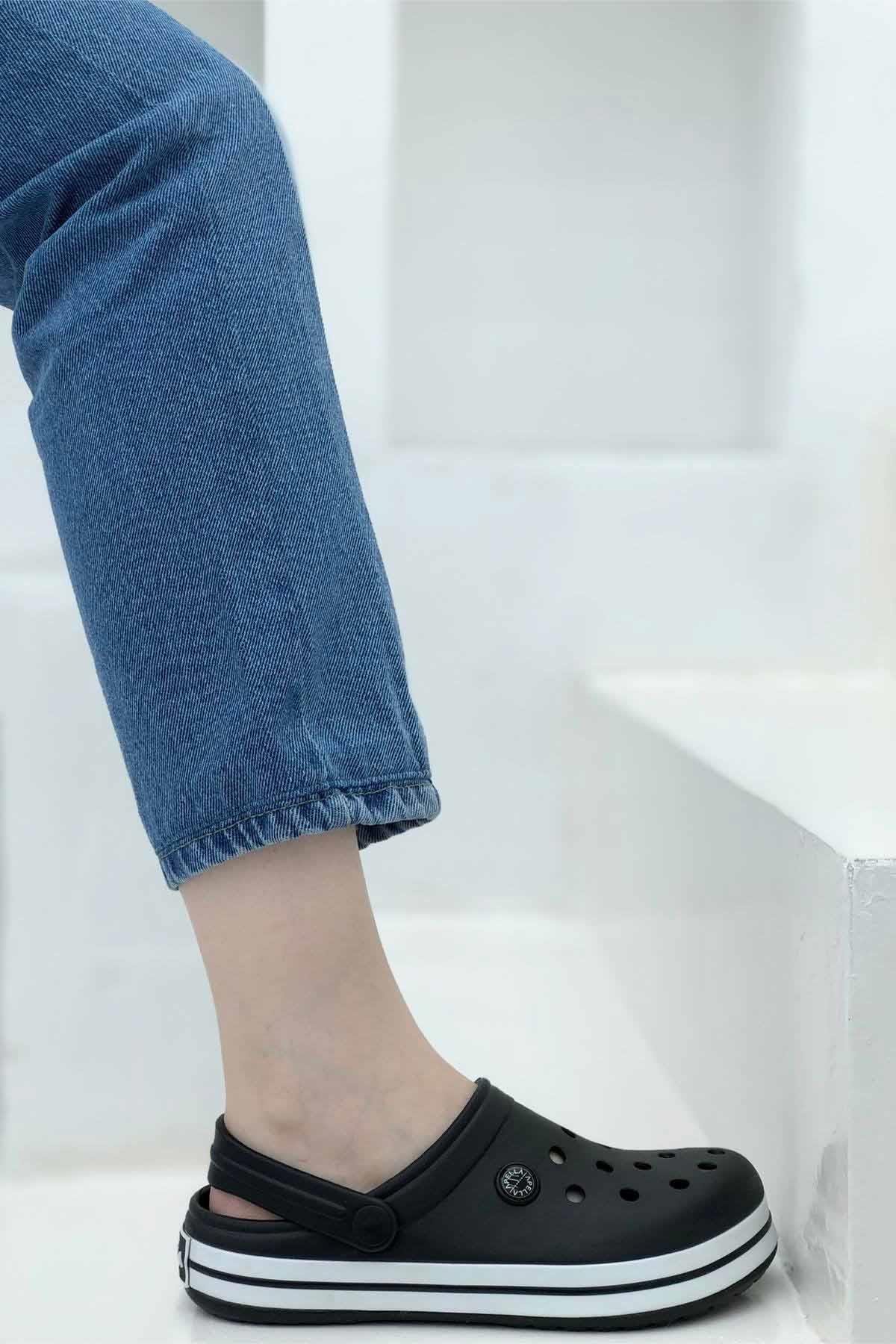 REKOR SPORTerlikKadın Deniz / Havuz Sabo Doktor Hemşire Hastane Comfort Günlük Terlik Sandalet Unisex Terlik Ayakkabı R-S 214Siyah-Byz