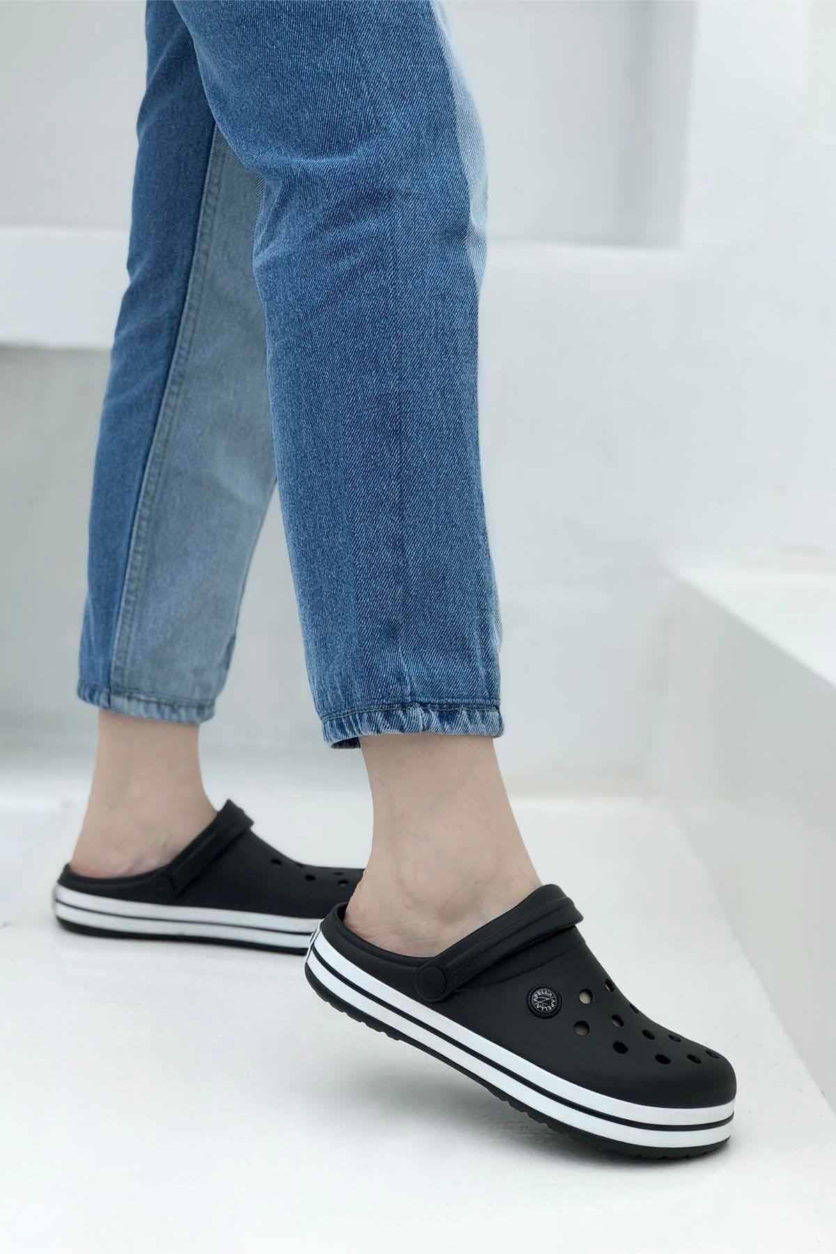 REKOR SPORTerlikKadın Deniz / Havuz Sabo Doktor Hemşire Hastane Comfort Günlük Terlik Sandalet Unisex Terlik Ayakkabı R-S 214Siyah-Byz