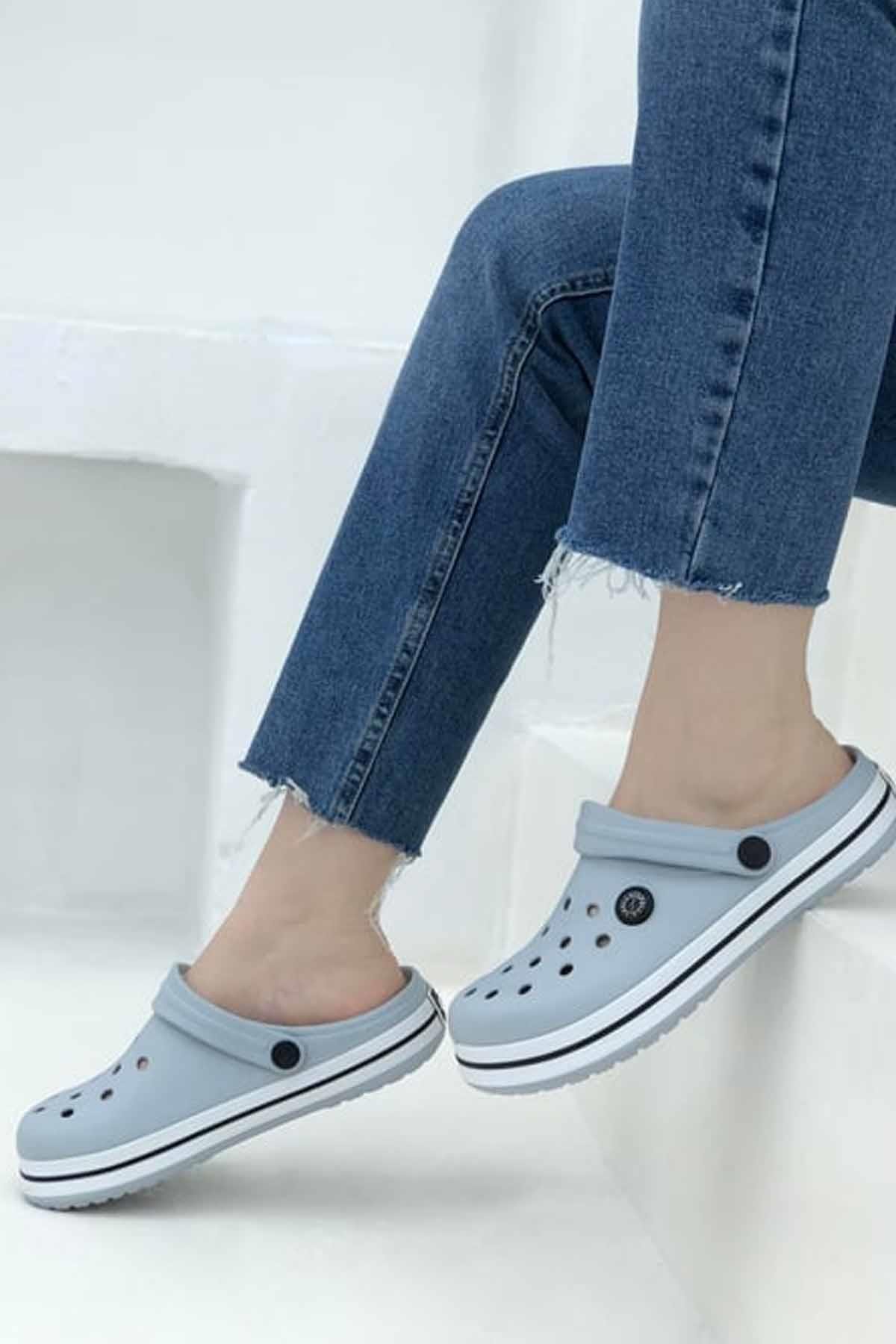 REKOR SPORTerlikKadın Deniz / Havuz Sabo Doktor Hemşire Hastane Comfort Günlük Terlik Sandalet Unisex Terlik Ayakkabı R-S 214-BUZGri