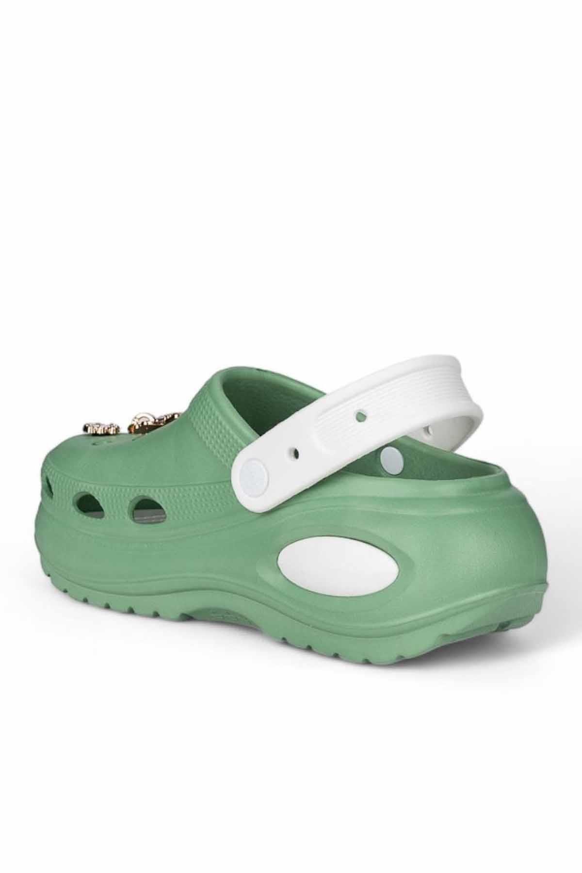 REKOR SPORTerlikKadın Yüksek Taban Taşlı Deniz Havuz Sabo Doktor Hemşire Hastane Comfort Günlük Kadın Terlik Ayakkabı R-S 642CBSiyah