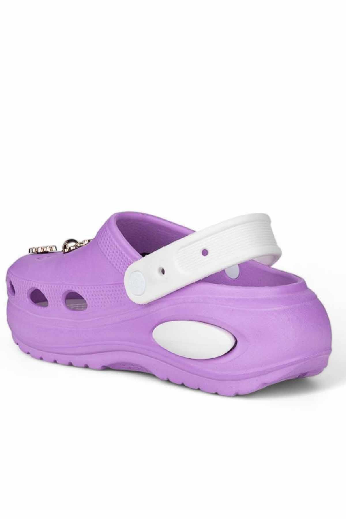 REKOR SPORTerlikKadın Yüksek Taban Taşlı Deniz Havuz Sabo Doktor Hemşire Hastane Comfort Günlük Kadın Terlik Ayakkabı R-S 642LİLSiyah