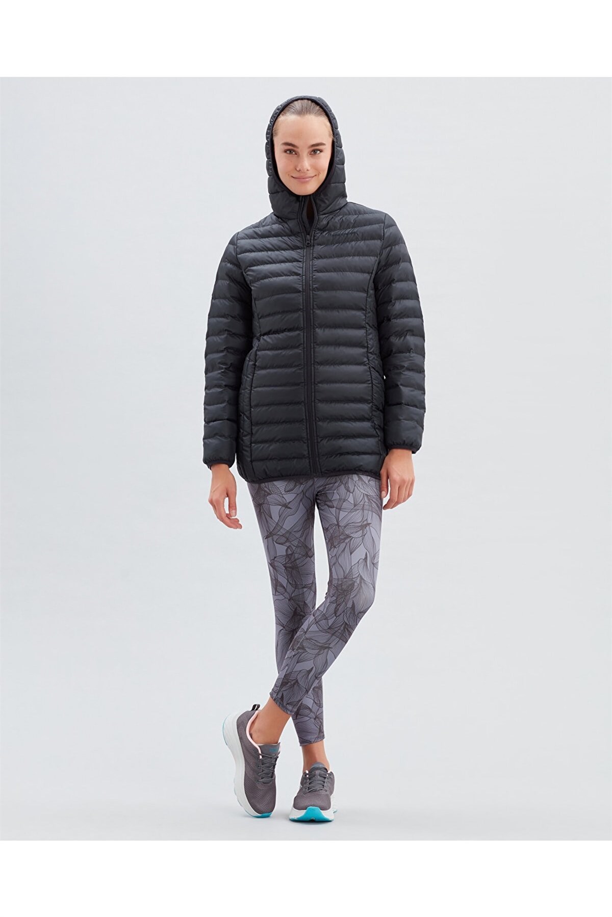 SKECHERSMontSkechers W Essential Midi Length Hooded Jacket Kadın Mont S212276-001 Black
