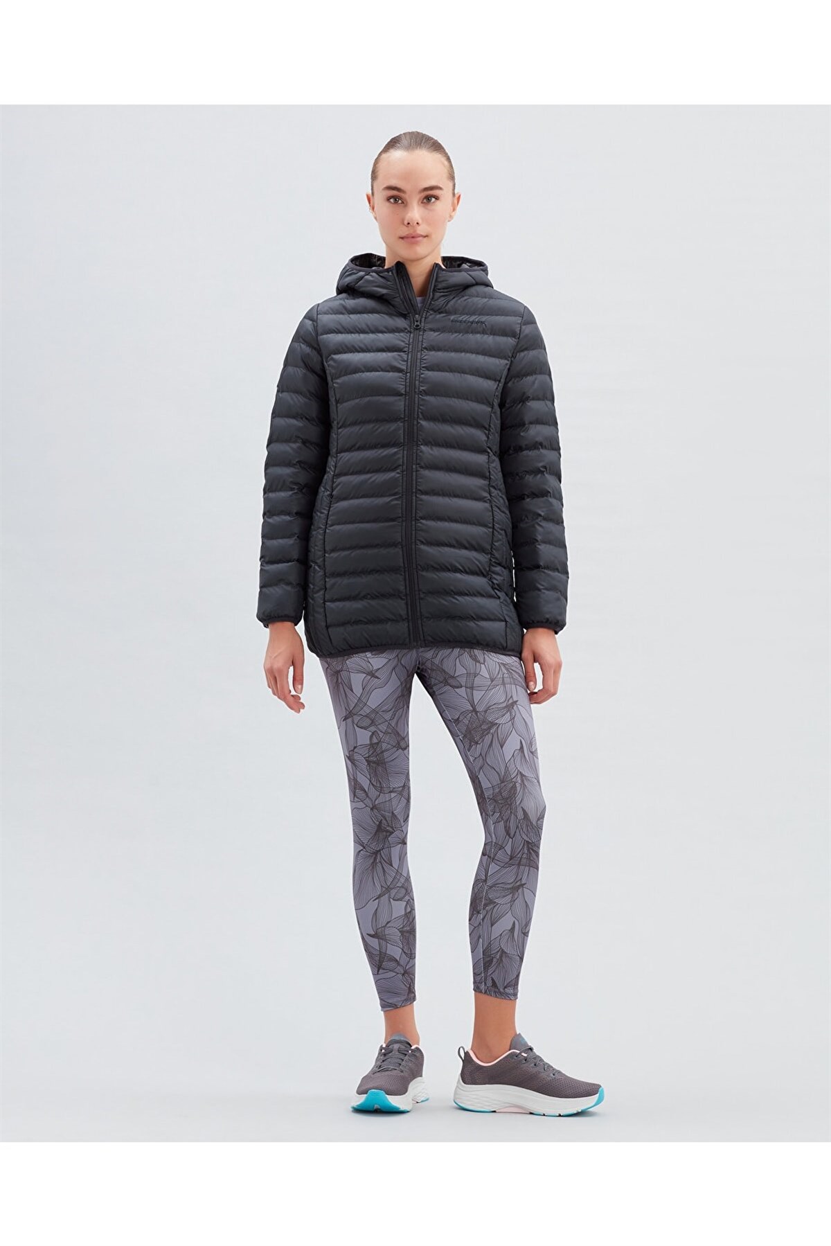 SKECHERSMontSkechers W Essential Midi Length Hooded Jacket Kadın Mont S212276-001 Black