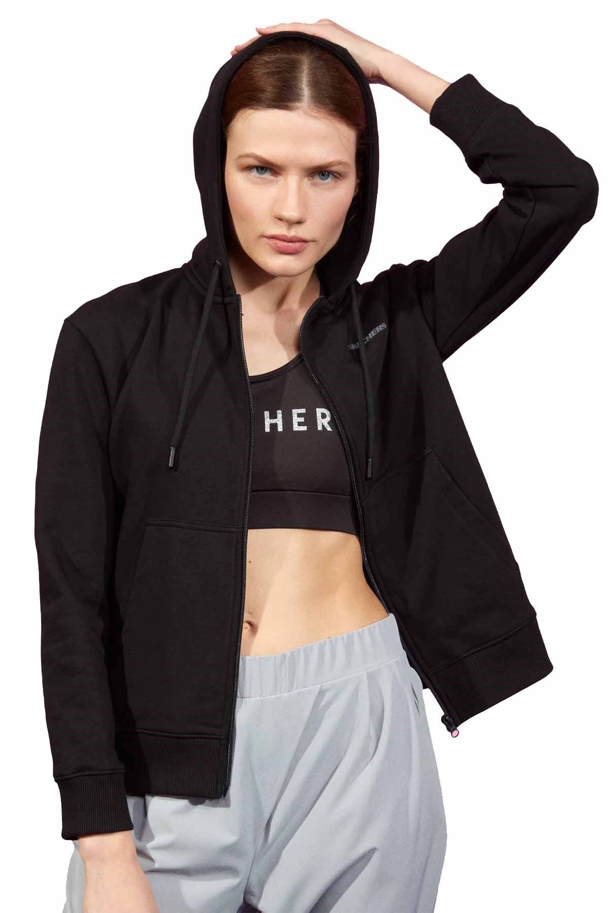 SKECHERSSweatshirtSkechers Lw Fleece W Full Zip Kadın Sweatshirt S202035-001RS Siyah