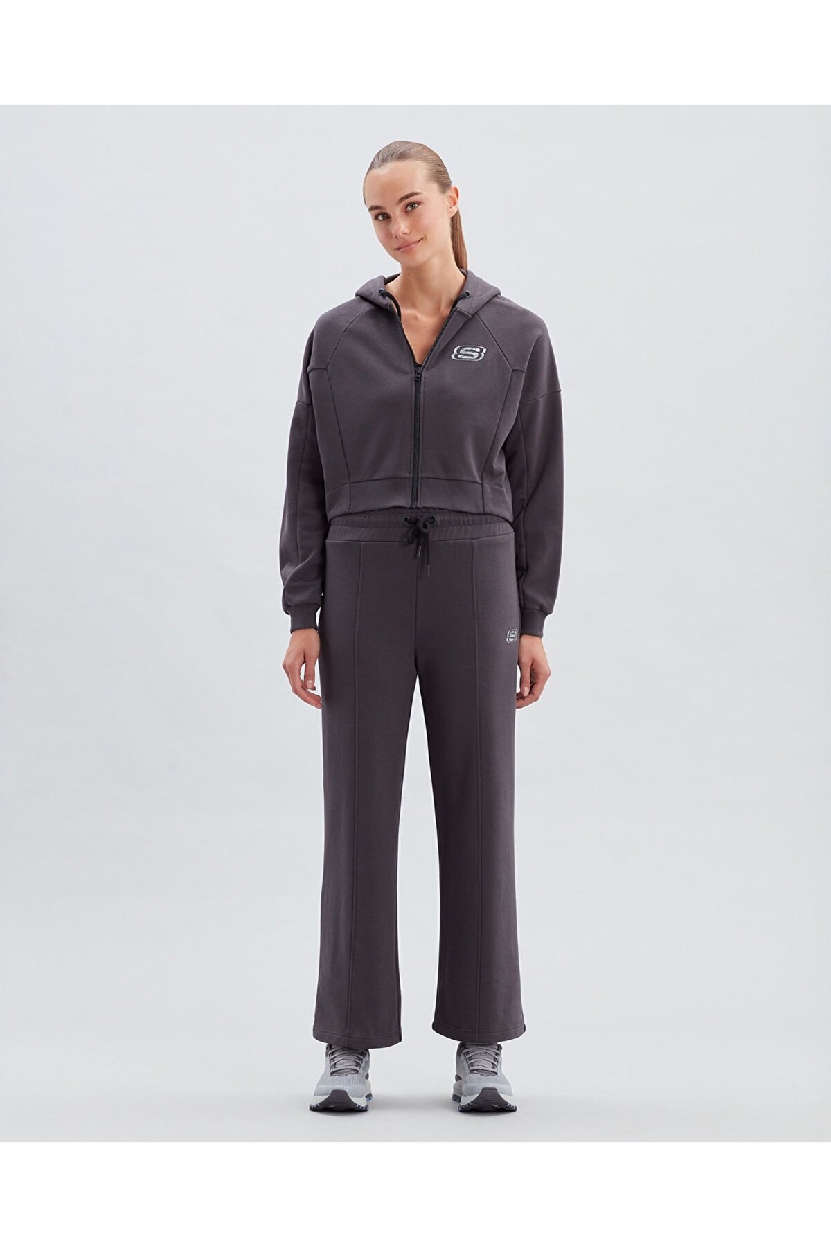 SKECHERSSweatshirtSkechers Mid Weight Fleece W Full Zip Sweatshirt Kadın Sweatshirt S222047-003 Anthracite